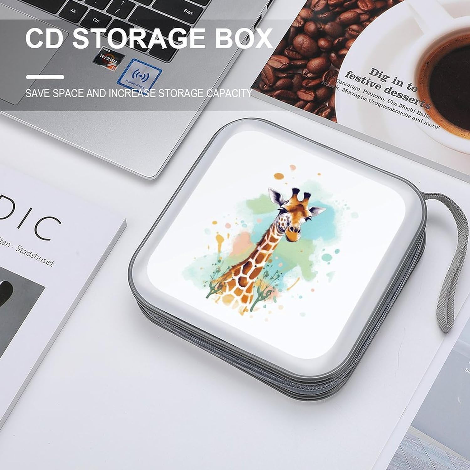 Giraffe Art Illustration CD Case CD Storage Box DVD Sleeves