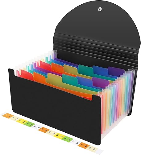 Carpeta de archivo expandible con etiquetas, documento de acordeón de 13 bolsillos, carpeta de archivo de acordeón portátil para documentos de papel
