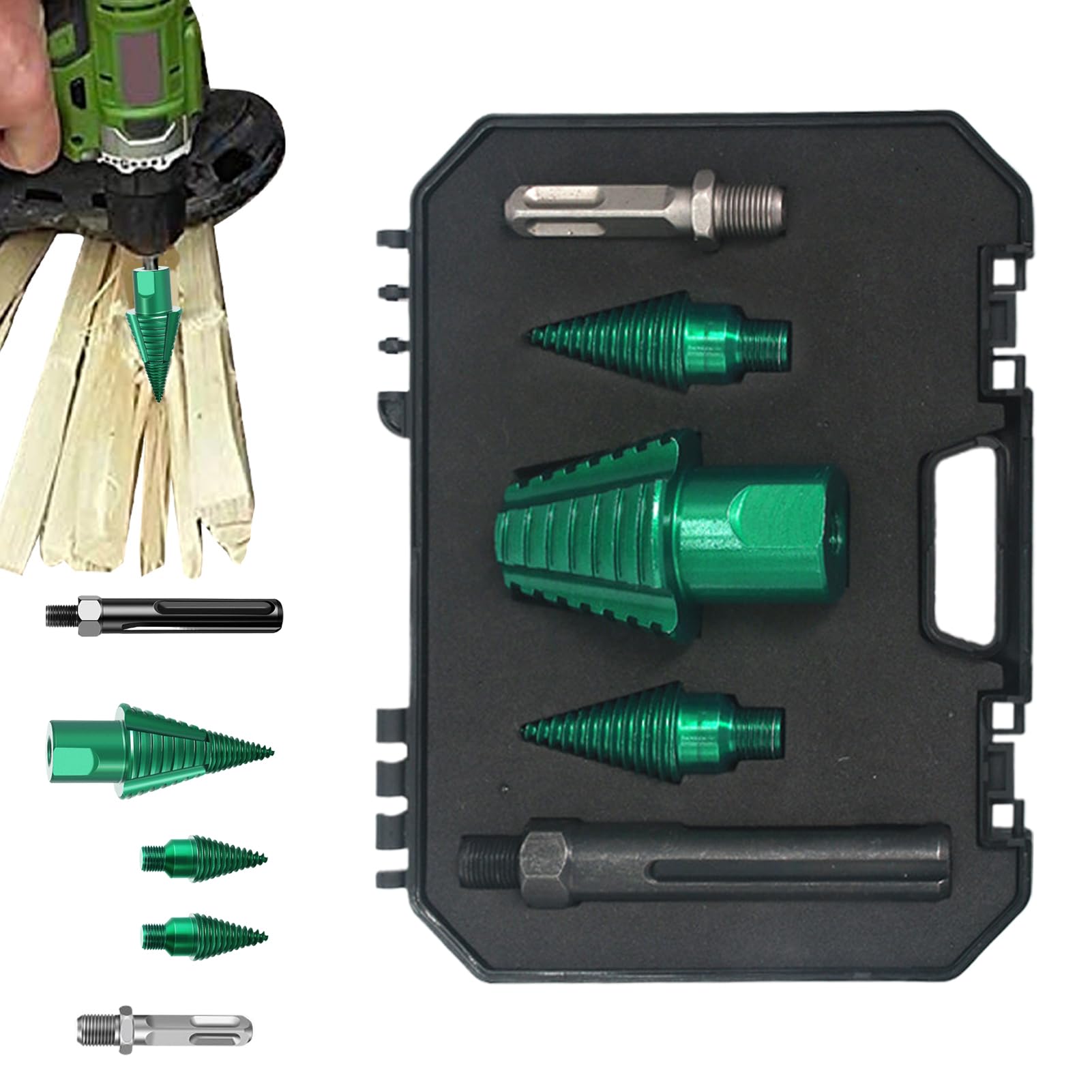Broca Para Partir Leña Herramienta con cono de tornillo extraíble para leña | Cono Partidor De Troncos Alta Resistencia Para Montaje De Muebles Remoción De Tocones Manualidades Camping Granja Part