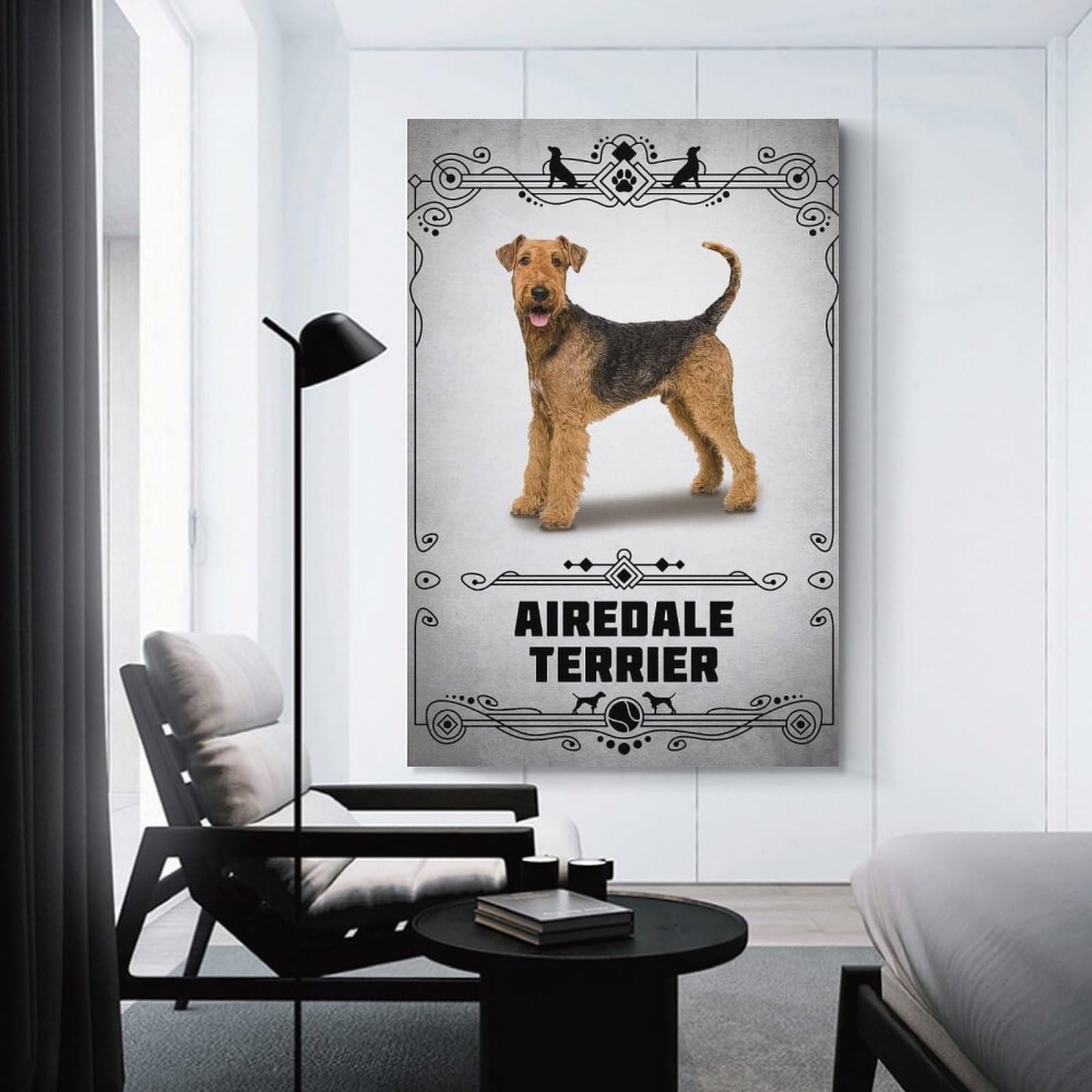 Junmoney Airedale Terrier Canvas Wall Picture, 20x30inch(50x75cm), for Front Hall, Corridor Or Welcome Spaces, Wall Decor to Refresh Empty Corners