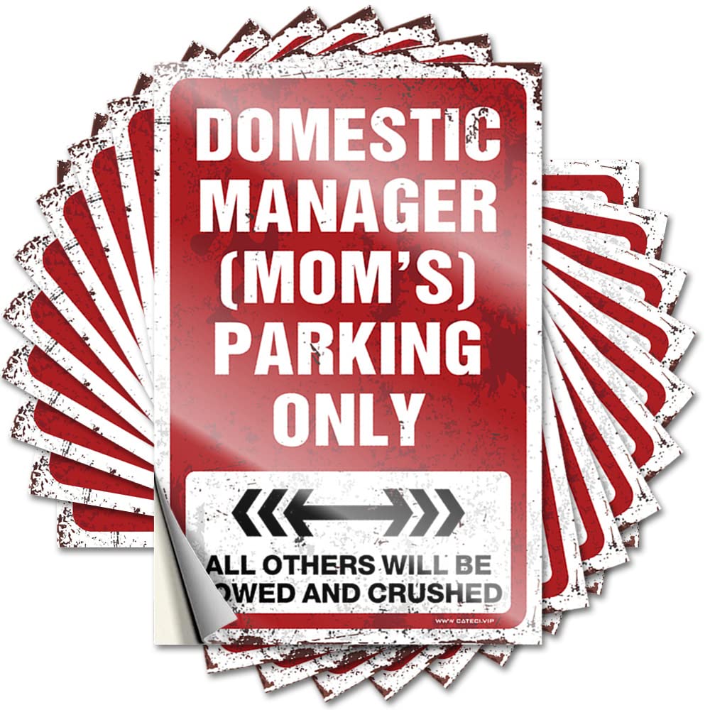 Domestic Manager (mom's) Parking Only Decal Outdoor Farmhouse Decor | Spicy Haves Removable Decal Pack(12X18CM)