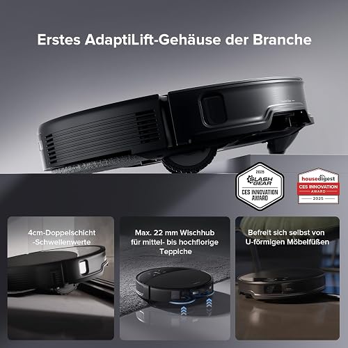 roborock Saros 10R Set Robot Aspirateur, Brosse et Serpillère Relevables et Extensibles, Triple Système Anti-Enchevêtrement, Station Multifonctionnelle 4.0, Évitement Avancé des Obstacles, 7,98cm - 5