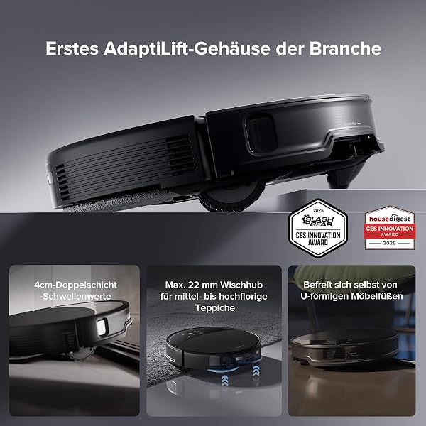 roborock Saros 10R Set Saugroboter mit Wischfunktion&angebbarem Wischmopp, 22.000 Pa HyperForce Saugkraft, 7,98cm Ultra-Slim Design, StarSight System 2.0, Zero-Tangle System (Mit 2 Wischmopps) - 5