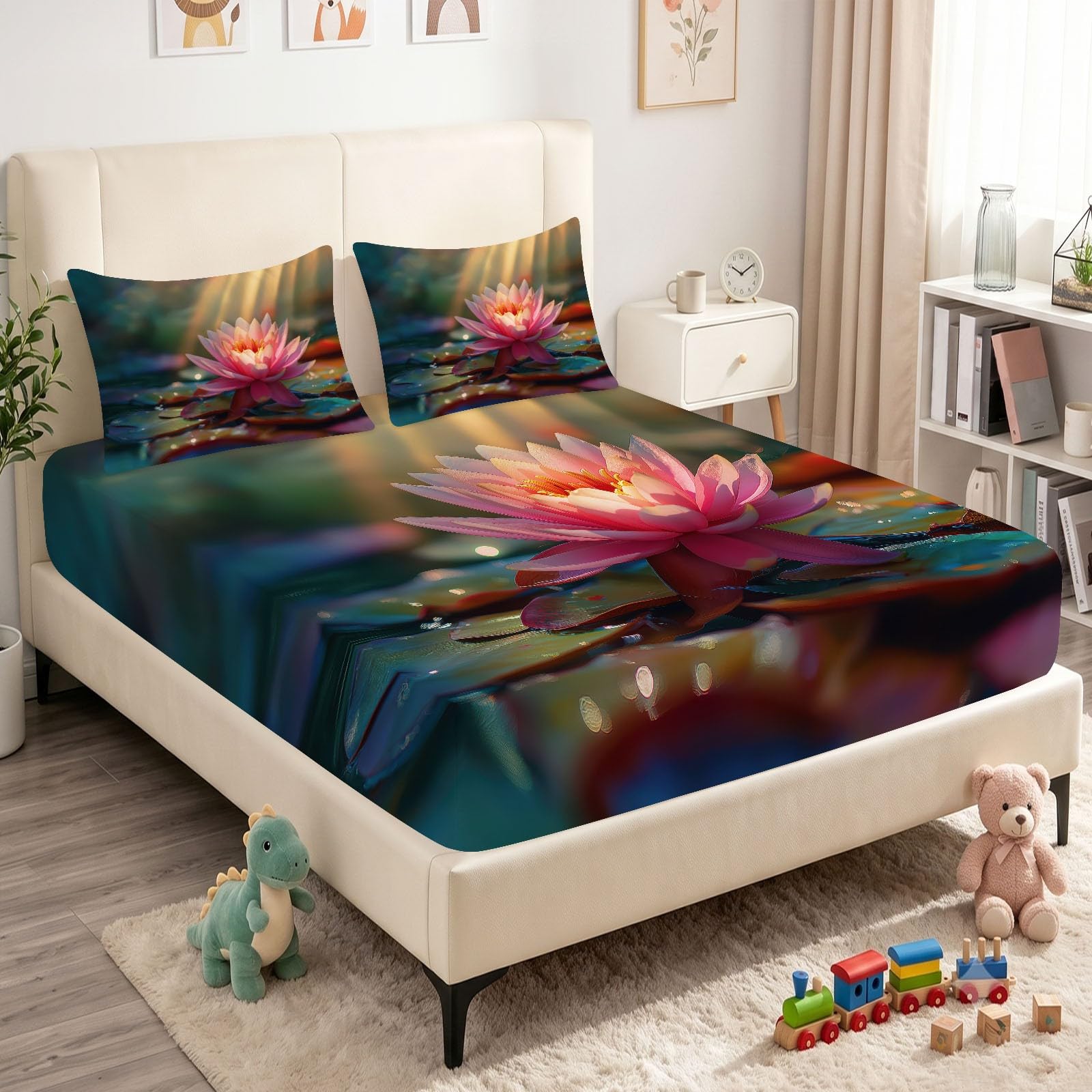 Juego de sábanas bajeras ajustables de 3 piezas, 180 x 200 cm, de microfibra, diseño oriental, suave y agradable a la piel, transpirable, hipoalergénica, para colchones de hasta 30 cm de altura