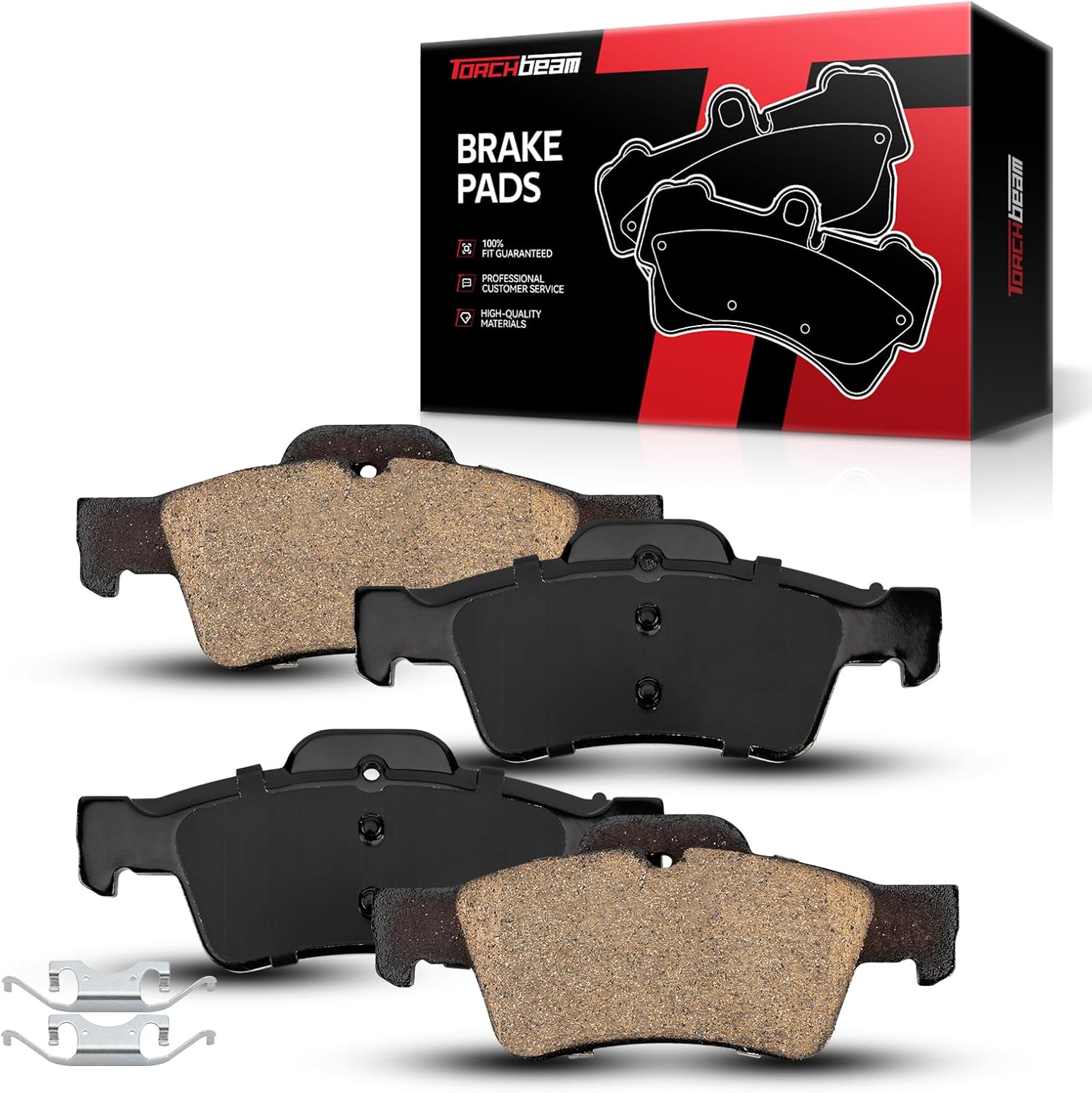 Torchbeam Rear Ceramic Disc Brake Pads Set Fit For 2009-2013 Mercedes-Benz E350, 2007-2013 S550, 2006-2007 E350, 2015-2016 E350; CLS400, 2007-2012 E550, 2004-2006 SL500,4pcs Brake Kit,D986