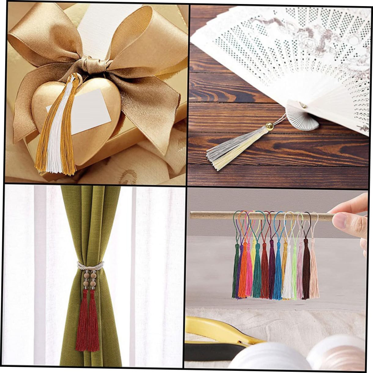 LIFKOME 300 Pièces Pendentifs à Franges Décoratives pour DIY Accessoires de Rideaux et Bijoux Glands de Luxe pour Signets Sacs et Décoration de Maison