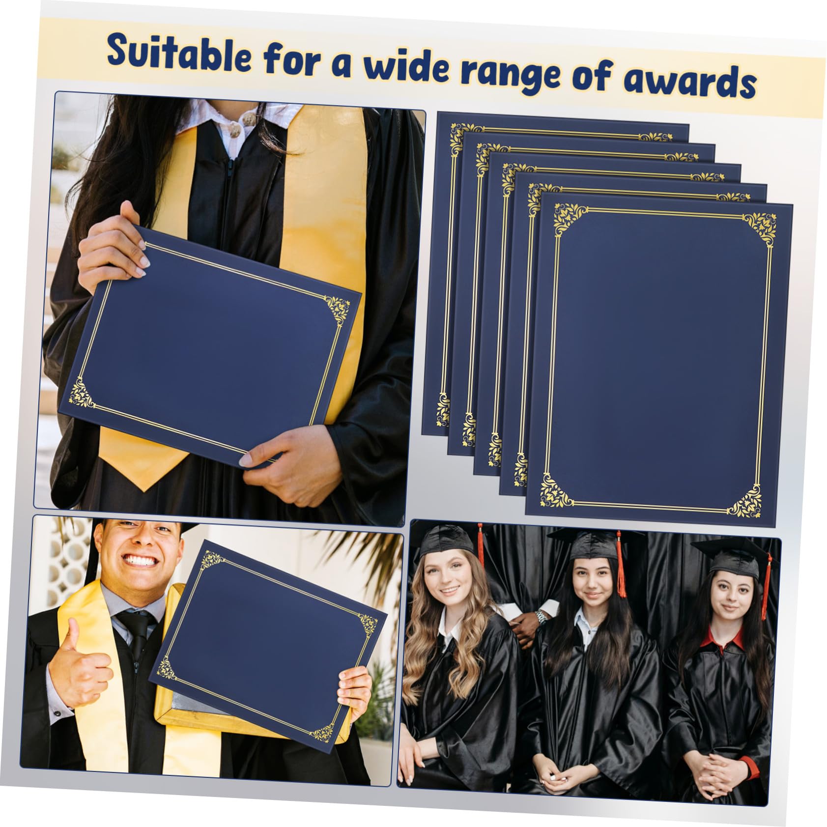 PLAFOPE 30 Stück Teiliges Diplomhüllen mit Elegantem Goldfolienrand Stabilem Karton und Vorgestanzten Ecken für Urkunden als College Zertifikatshalter