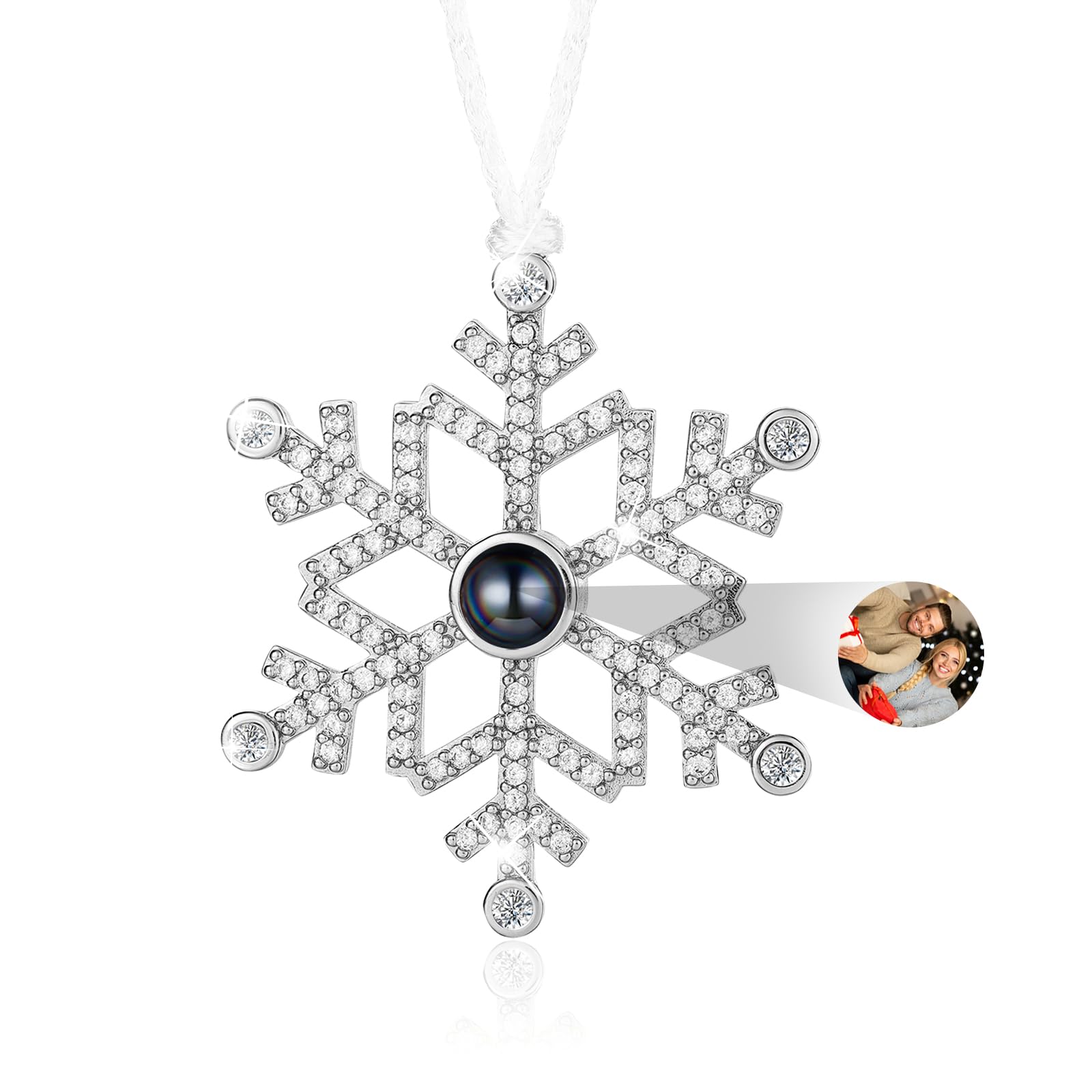 Personalized Christmas Ornaments 2025, Personalized Photo Ornaments with Picture Inside, Custom Snowflake Hanging Projection Pendant Ornament for Christmas Tree