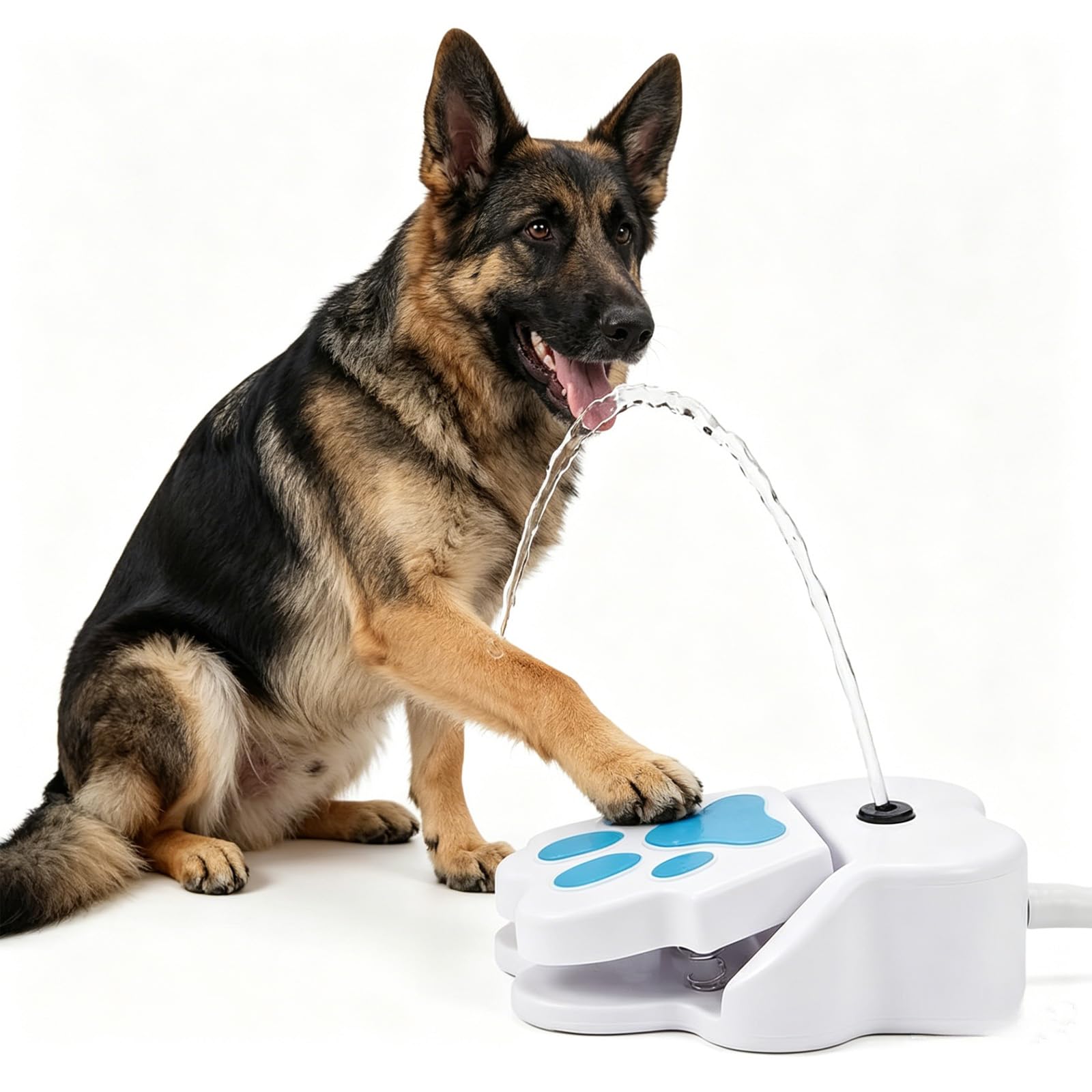 Trinkbrunnen für Hunde,Wasserfontäne mit Pedal,Pfotenaktivierter Trinkspender für Garten und Außenbereich, Leicht Aktivierbarer Hunde-Wasserspender