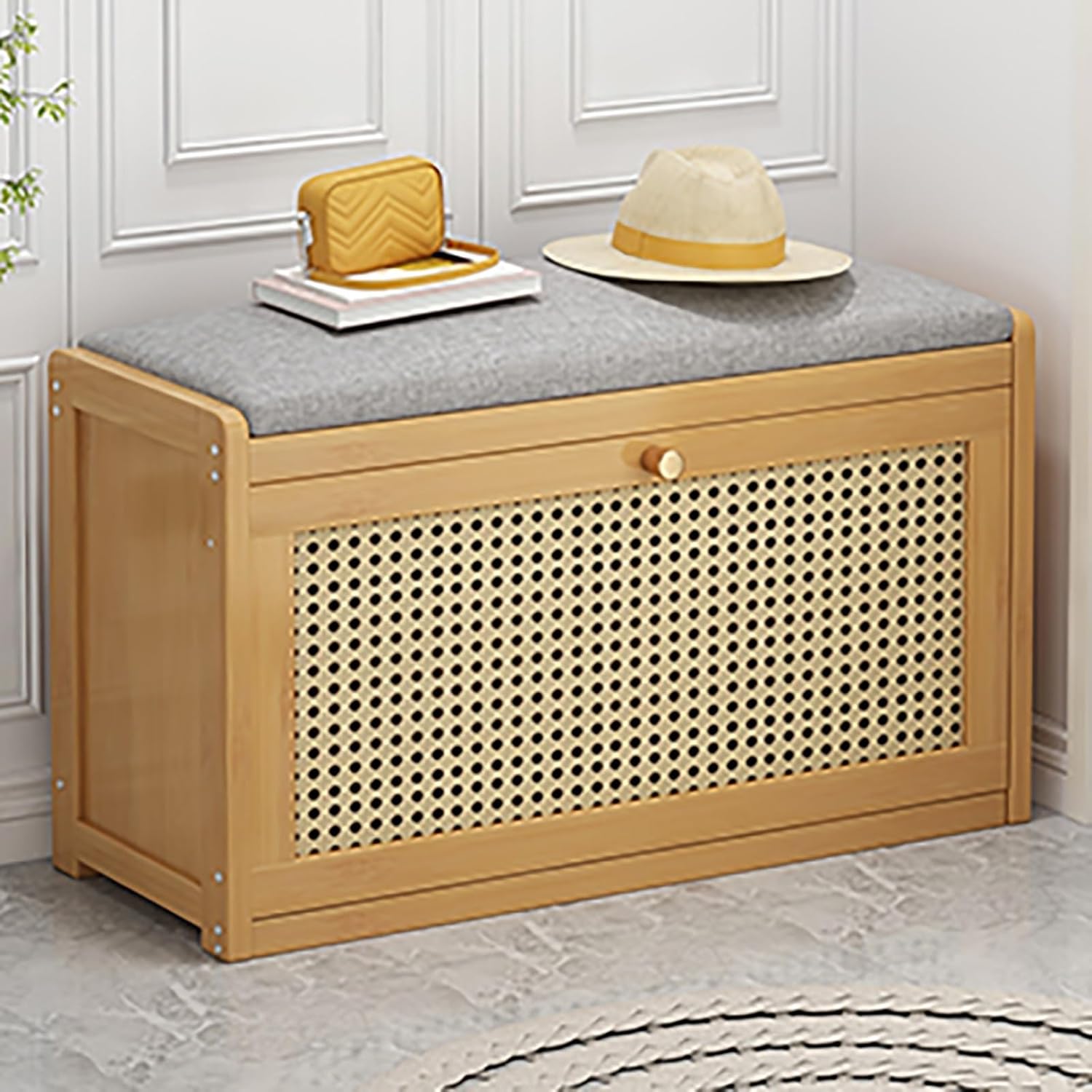 Shoe Storage Cabinet Cabinets Hallway Slim Cupboard Cupboards Hallways Slimline，Space-Saving Wooden Shoe Cabinet with Upholstered Bench Entryway Storage Bench with Flip Doors Stylish Shoefor