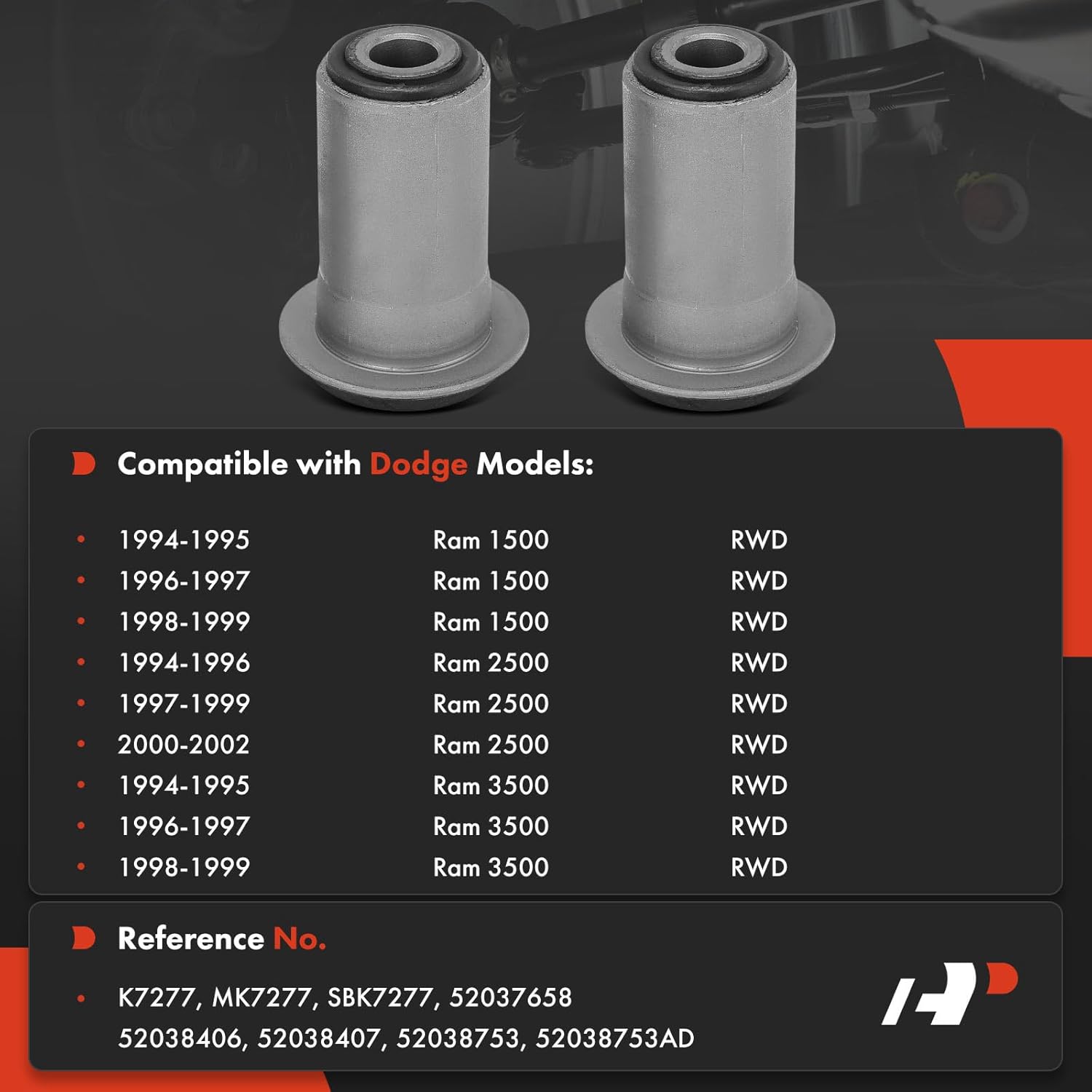 A-Premium 2 x Front Lower Control Arm Bushing Kit, Compatible with Dodge Ram 1500 1994-1999, Ram 2500 1994-2002, Ram 3500 1994-1999, RWD