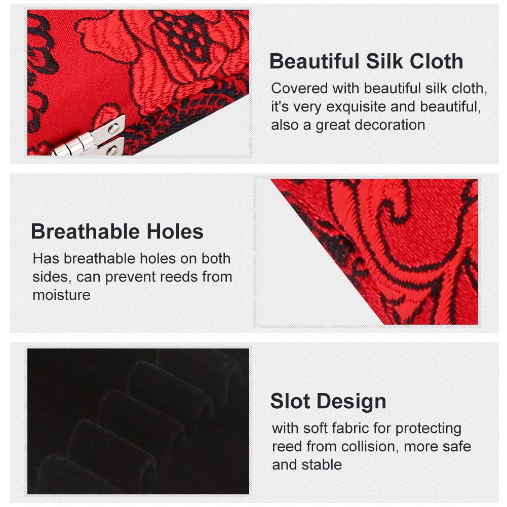 Wooden Oboe Reeds Case - Secure and Stylish Holder - Breathable and MoistureProof - for Oboe Box (Red)