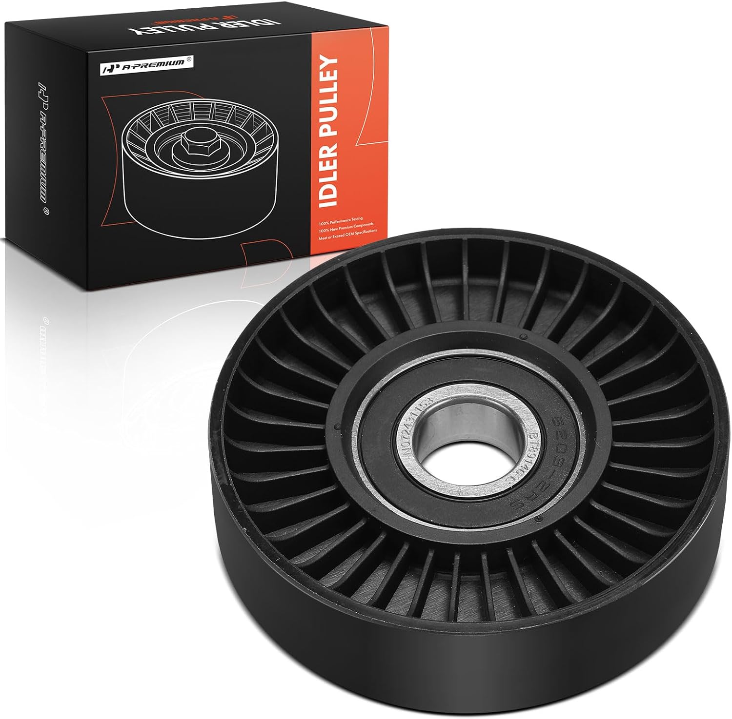 A-Premium Belt Idler Pulley Compatible with Chevy Equinox, Malibu, HHR, Cobalt, Cavalier, Classic & GMC Terrain & Buick LaCrosse, Verano, Regal & Saab 9-3, 9-5 & Oldsmobile & Pontiac & Saturn