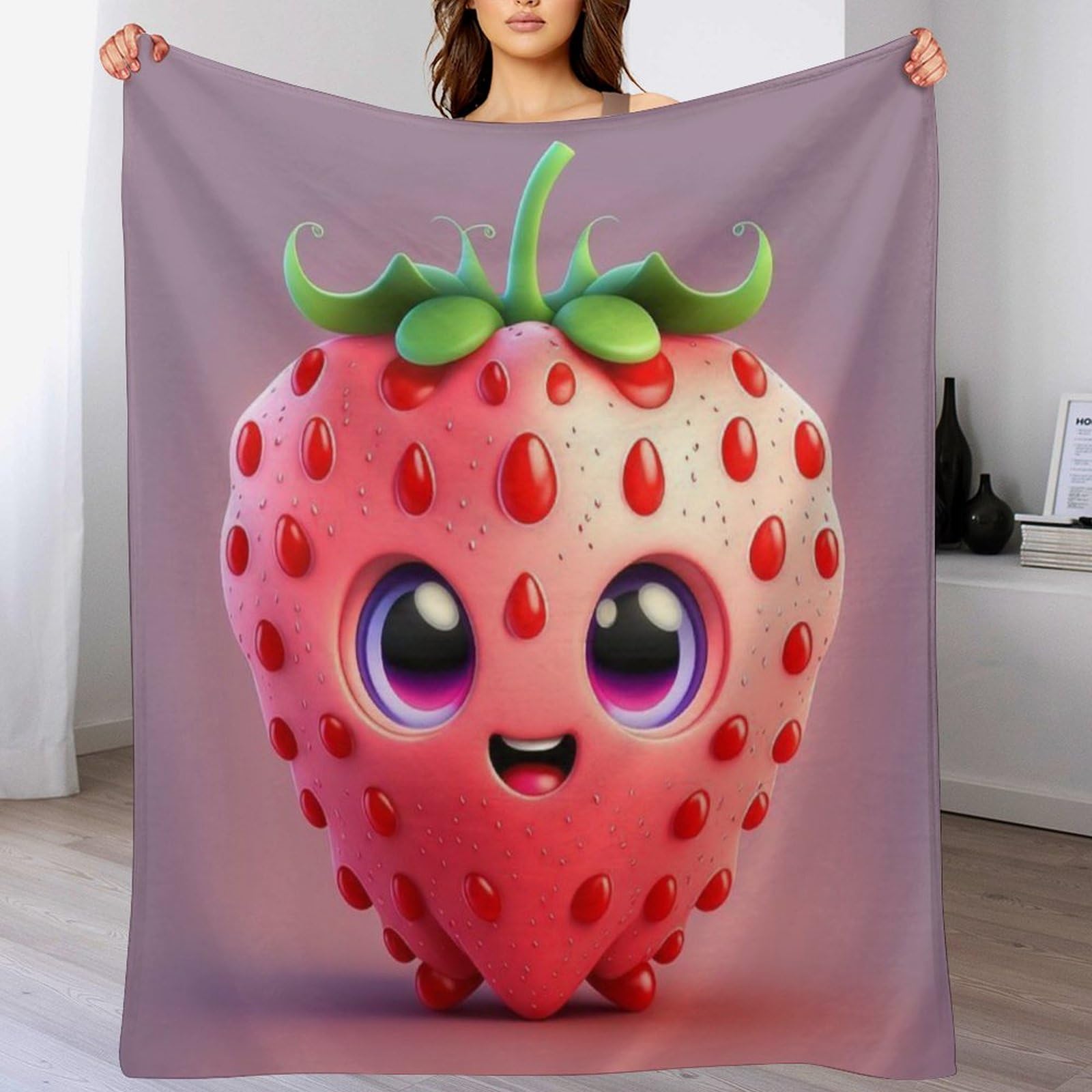 Couverture polaire fraise et plaid en flannel moelleux pour lit et canapé chaud