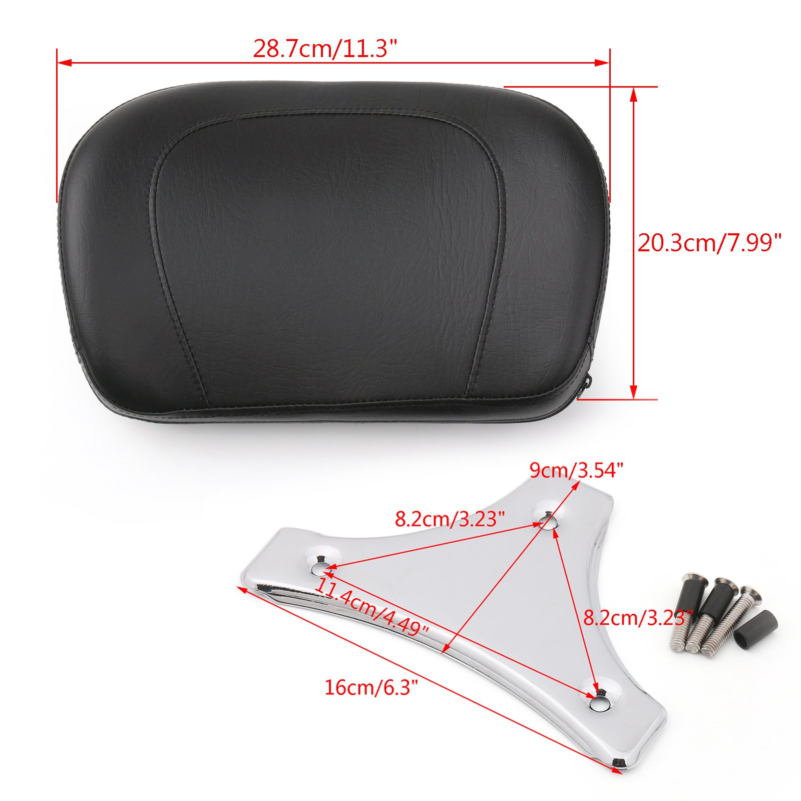Topteng Coussin de Dossier de Sissy Bar Amovible pour Moto, Coussin de Dossier de Sissy Bar adapté pour Electra Glide adapté pour Road King adapté pour Road Gilde 2009-2014, Chrome