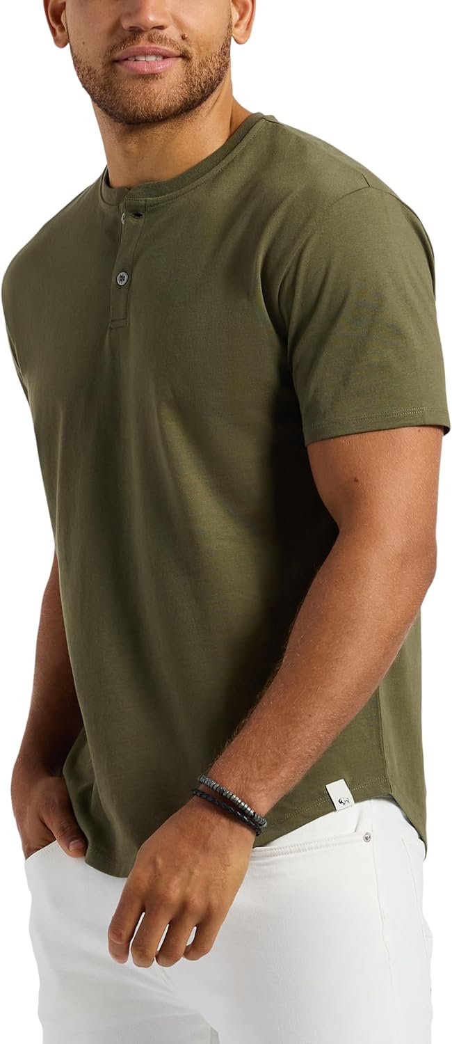 Buffalo David Bitton Mens Short Sleeve Cotton Henley T-Shirt Regular Fit - Image 2