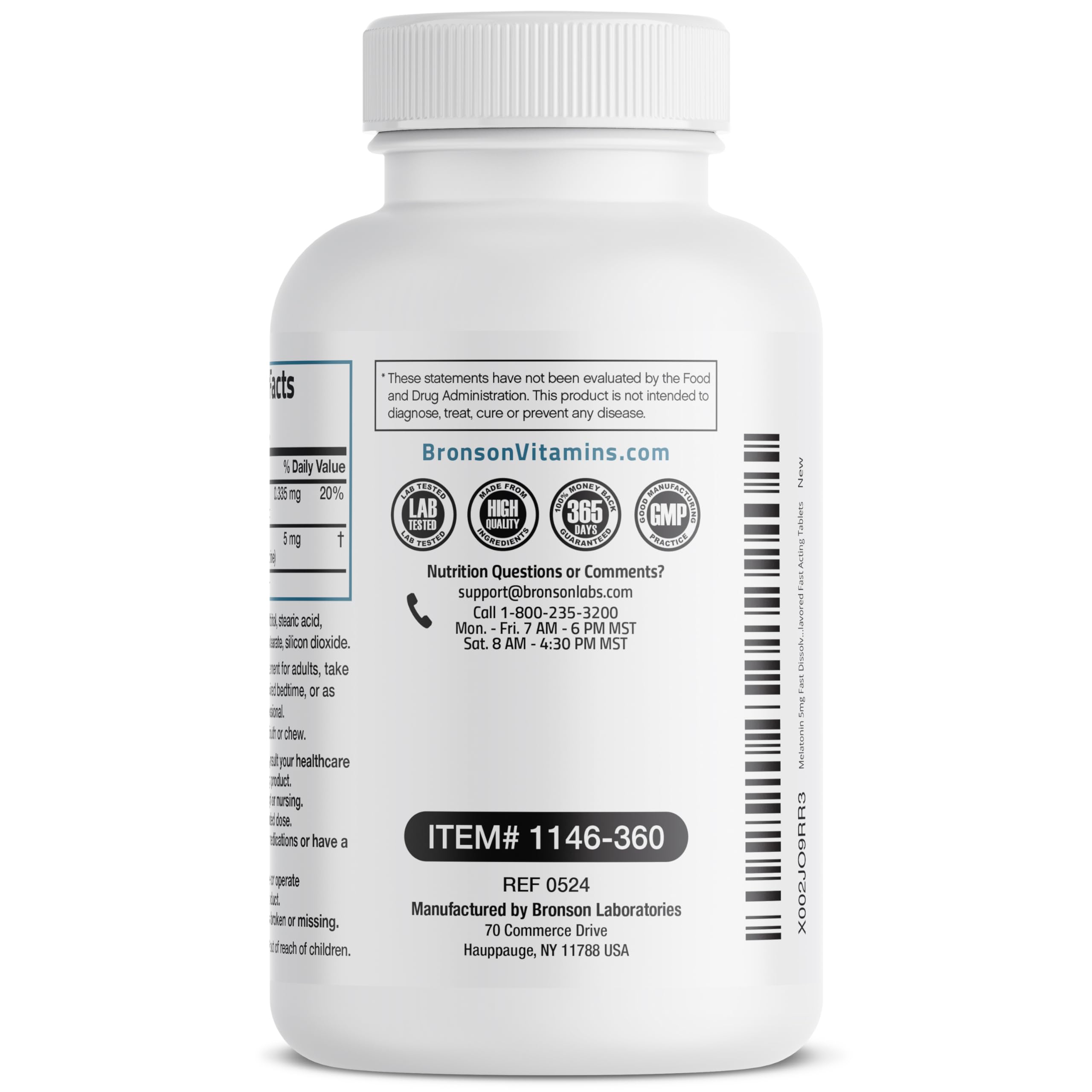 Bronson Melatonin 5 mg Fast Dissolve Sleep Support, 360 Vegetarian Lozenges — Amazon image 7