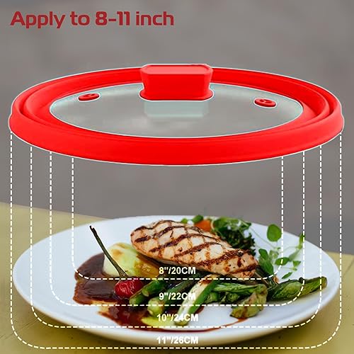 Miniatura 4 de Cubierta de vidrio para salpicaduras de microondas, tapa protectora de salpicaduras con silicona plegable para cubierta de placa de cubierta de olla