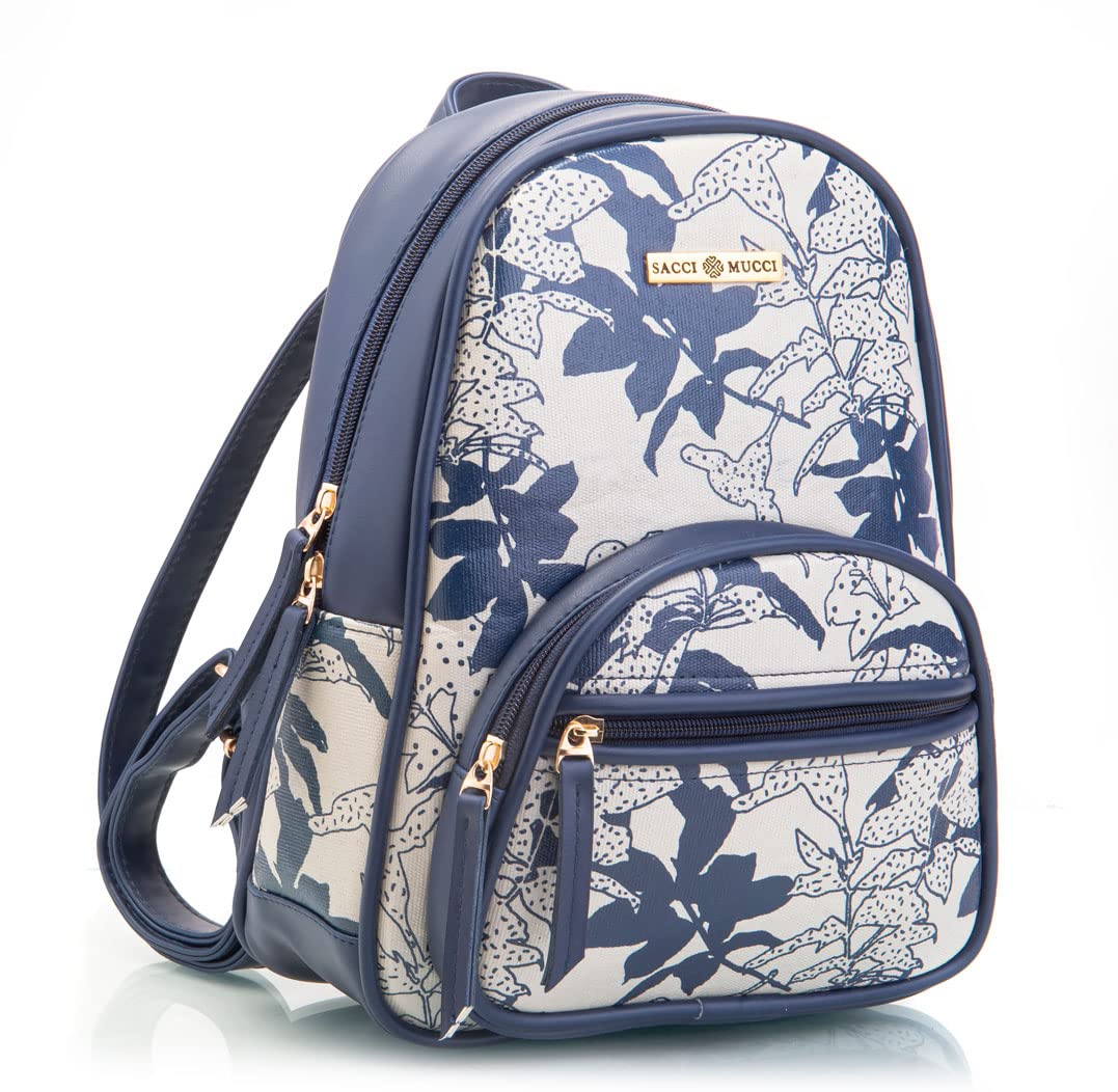 Women's Handmade Daypack, Mini travel bag- 100% Vegan Leather and Coated Duck canvas Fabric, Lightweight and Durable-image-27