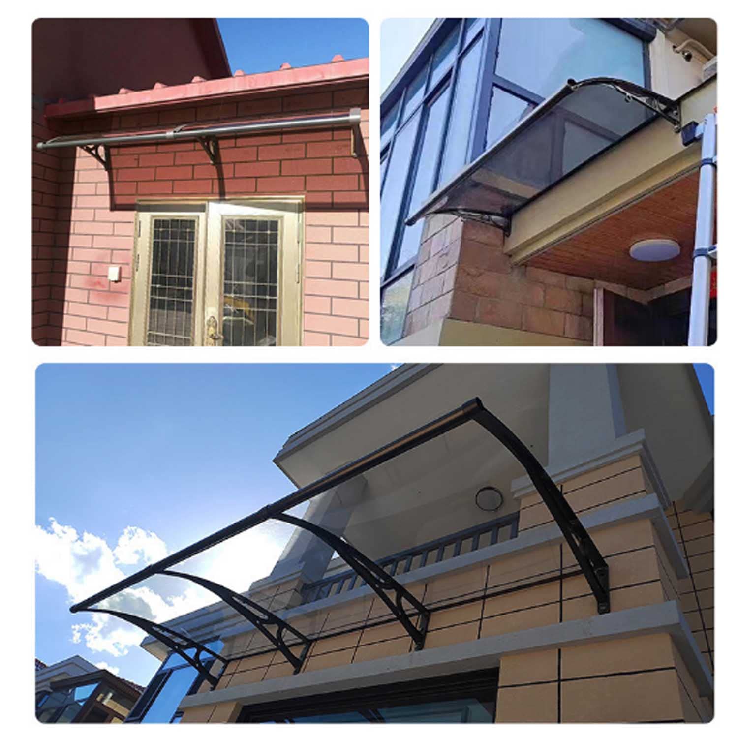 WeerResistant - Tettoia in policarbonato per porta, 80 x 480 cm, protezione antipioggia e isolamento acustico, elegante copertura per ingresso per case e aziende