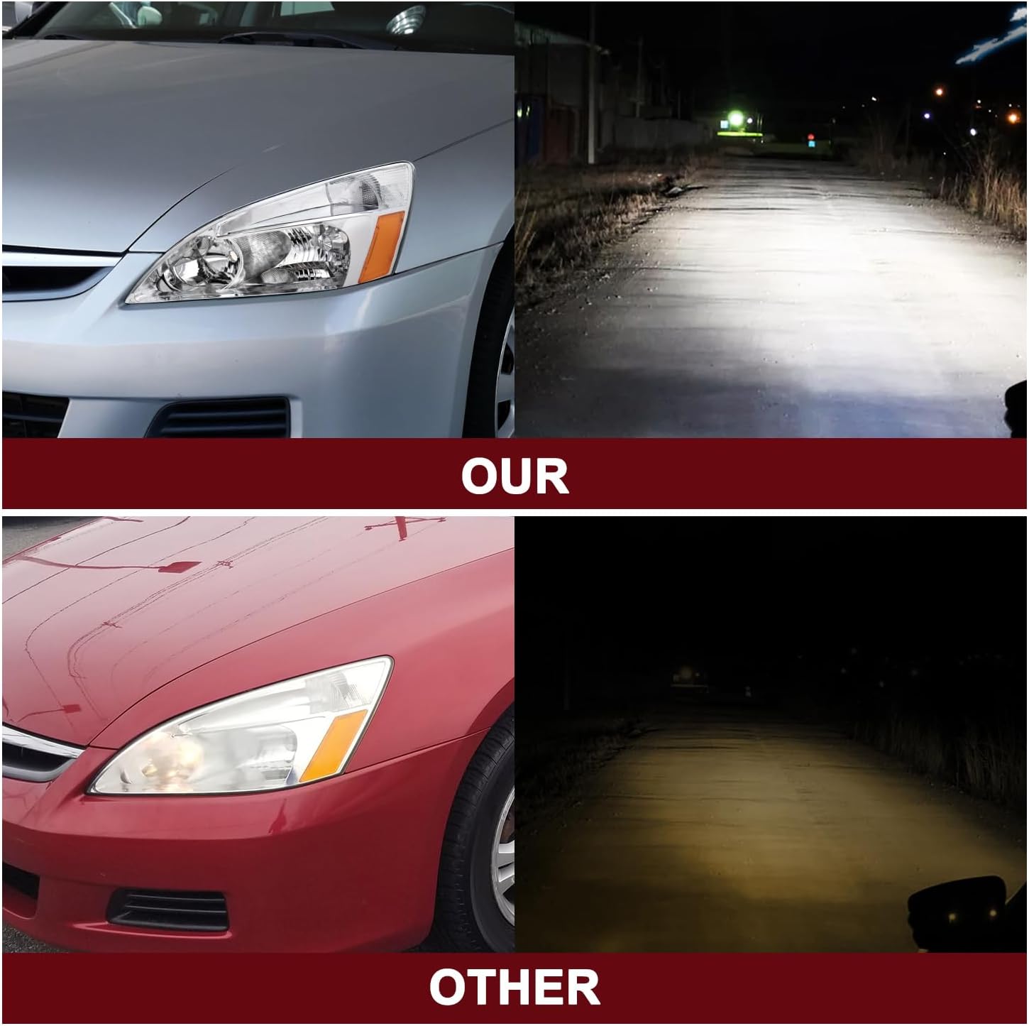 JSBOYAT Headlight Assembly Replacement for 2003-2007 Honda Accord Halogen Headlamp Chrome Housing with Amber Reflector (Driver & Passenger Side)