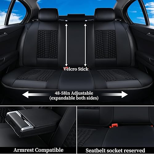 Miniatura 3 de Coverado Juego completo de fundas de asiento delantero, trasero para auto, 5 asientos, universal, transpirable, piel sintética, acojinado,