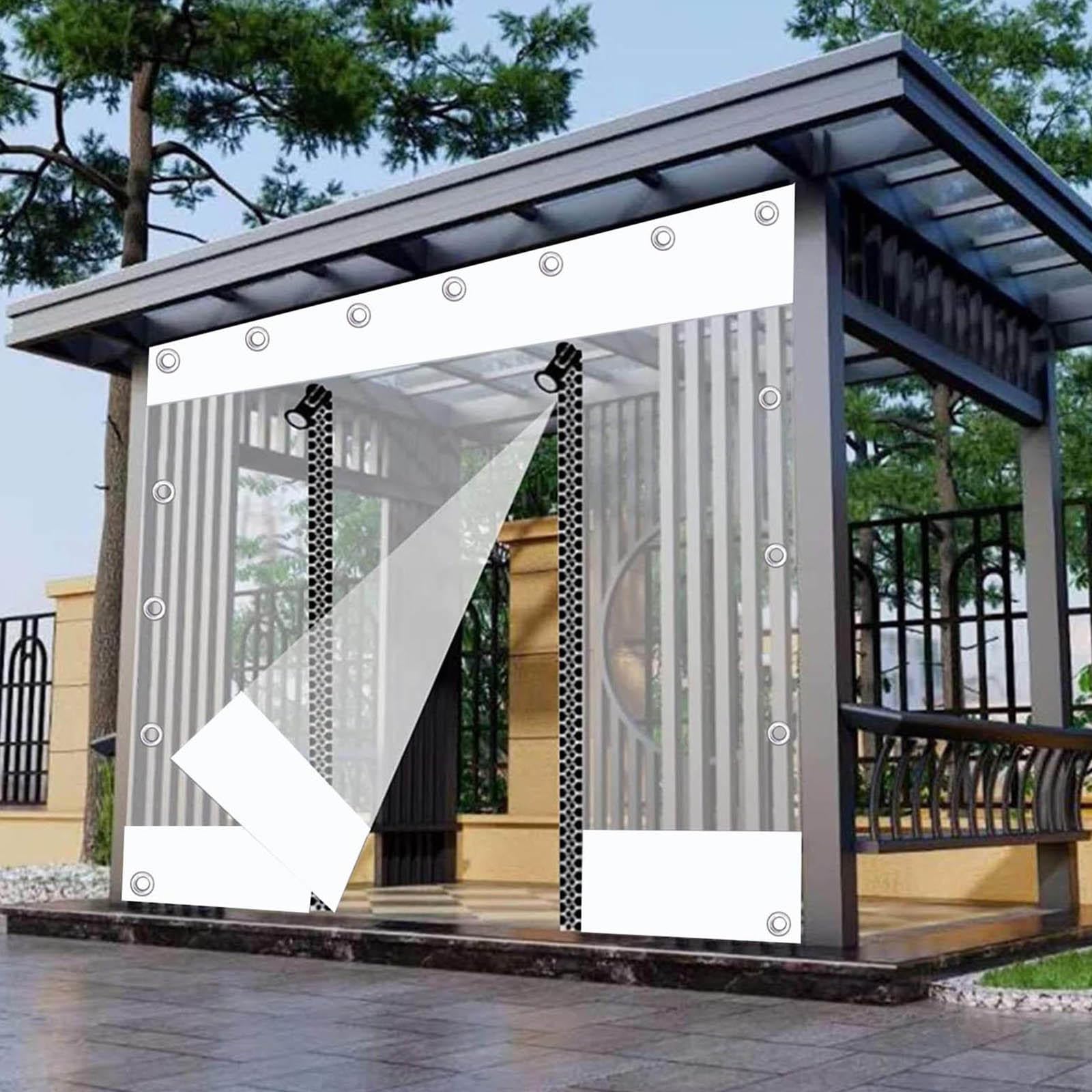 Pxzybd Rideaux transparents avec porte à fermeture éclair, panneaux latéraux en bâche transparente imperméable pour tonnelle portique, bâche en PVC avec œillets, rideaux de séparation, W×H-2×3 m (6,6