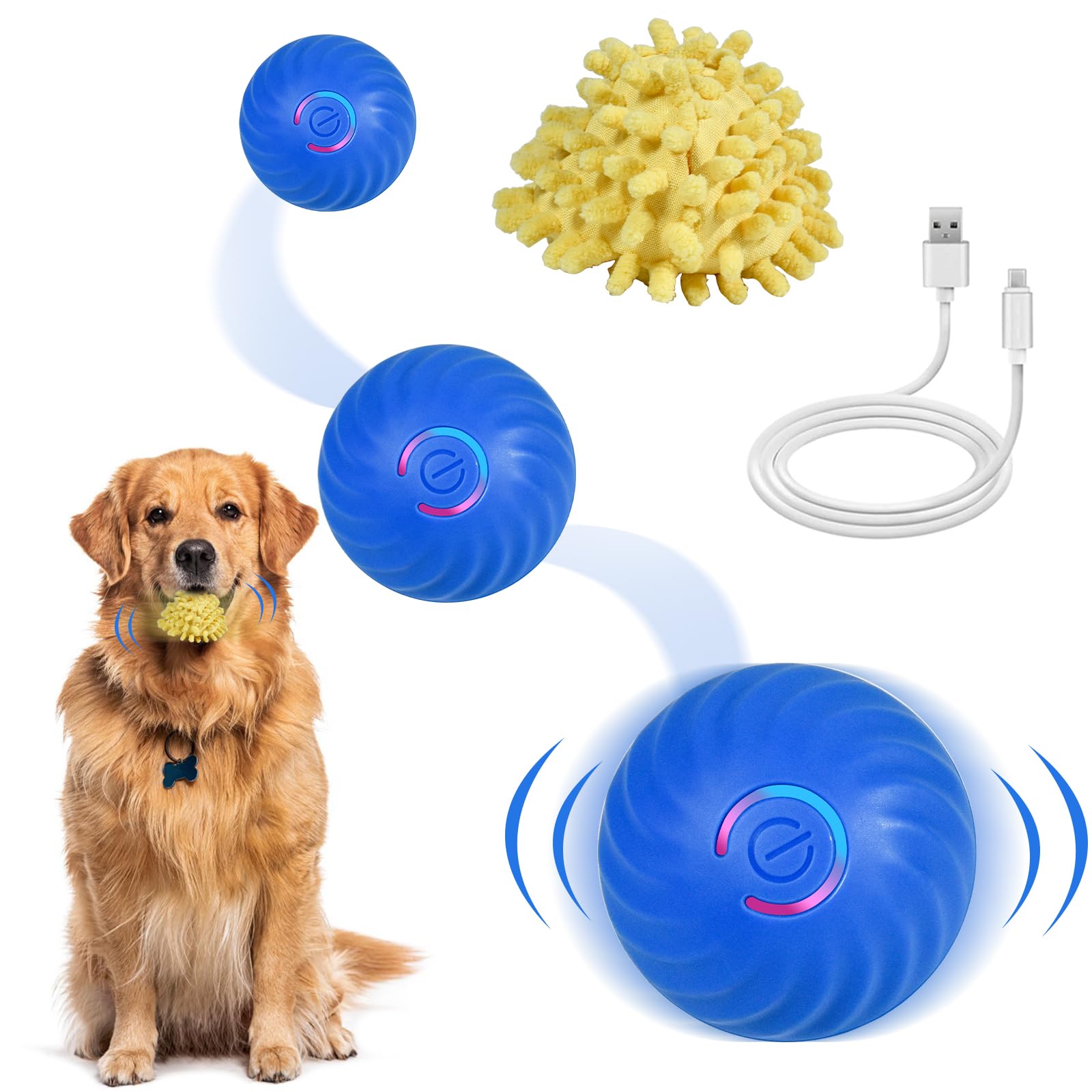 Interactive Dog Ball Automatic Moving Toy Ball with Cover for Large Dogs Self Rolling Best Boredom Toys for