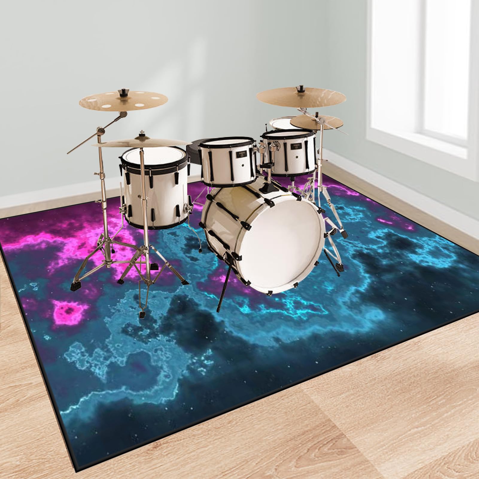 Drum-Teppich Schallschutzmatte Schlagzeugteppich Schallschutz Teppich Professionelle Drum Teppich Musikinstrumente Bodenmatte rutschfest Schlagzeugteppiche Trommelteppich 200 x 160 cm