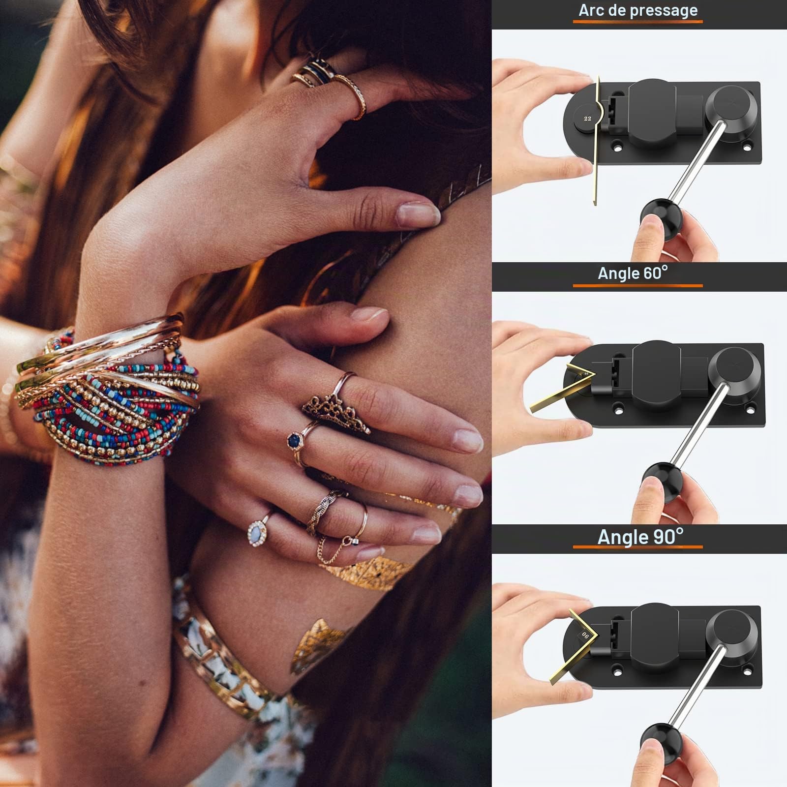 Outil de pliage de bagues, cintreuse de bagues avec matrices en nylon, outil de mesure de bague, outil de pliage de boucles d'oreilles, outil de fabrication de bijoux