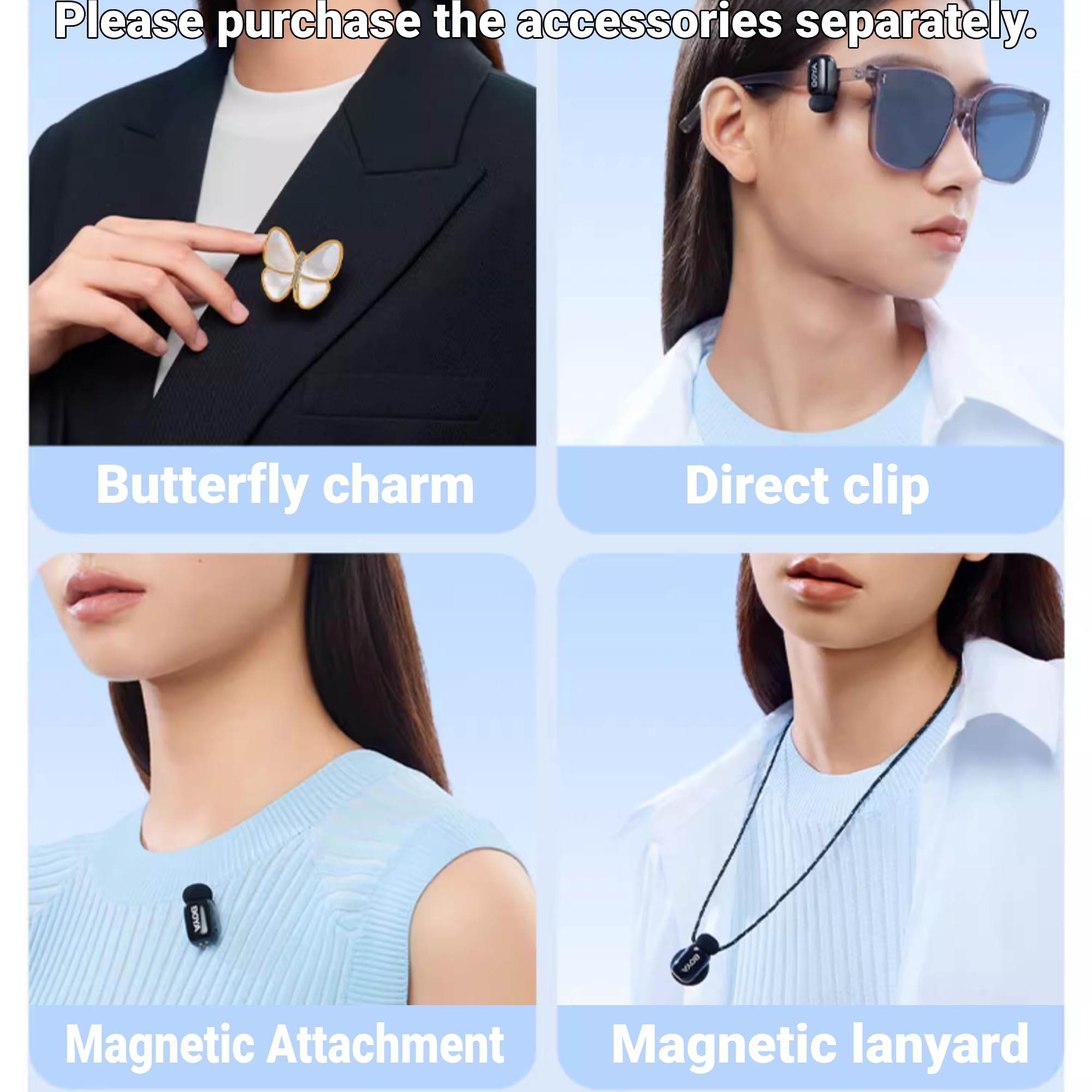 Bewinner Lavalier Microphone for Youtube Live Streaming, redukcja szumów, mini mikrofon Bluetooth z ładowarką, przenośny mały mikrofon do śpiewania rozmów kwalifikacyjnych