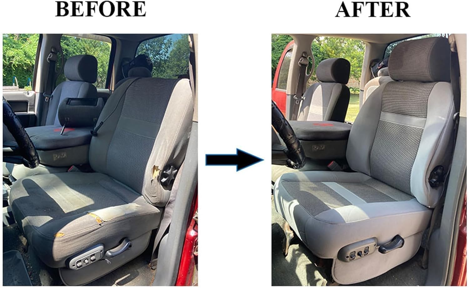 NLQR Cloth Gray Front Driver Side Bottom and Seat Cushion Replacement Seat Covers Compatible with Dodge Ram 1500 2500 3500 4500 5500 2006 2007 2008 2009 2010