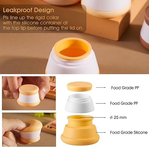 Miniatura 3 de INSFIT Contenedores de viaje para artículos de tocador, tarros de crema de silicona aprobados por la TSA, recipientes de tamaño de viaje con tapas,