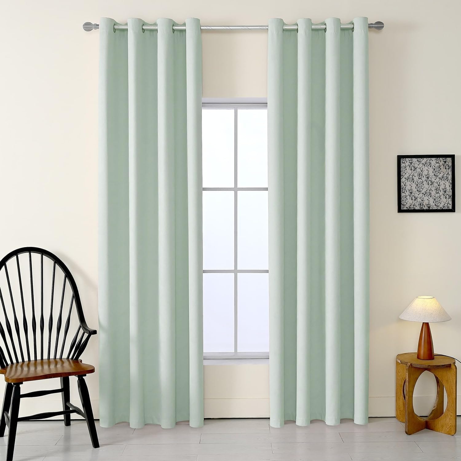 Sage 86x53 inch (218x134cm) Blackout Embossed Curtains | Thermal Insulated | Room Darkening | Noise Reducing | UV Protection Window Drapes | Home & Office Décor Set of 2 Panel