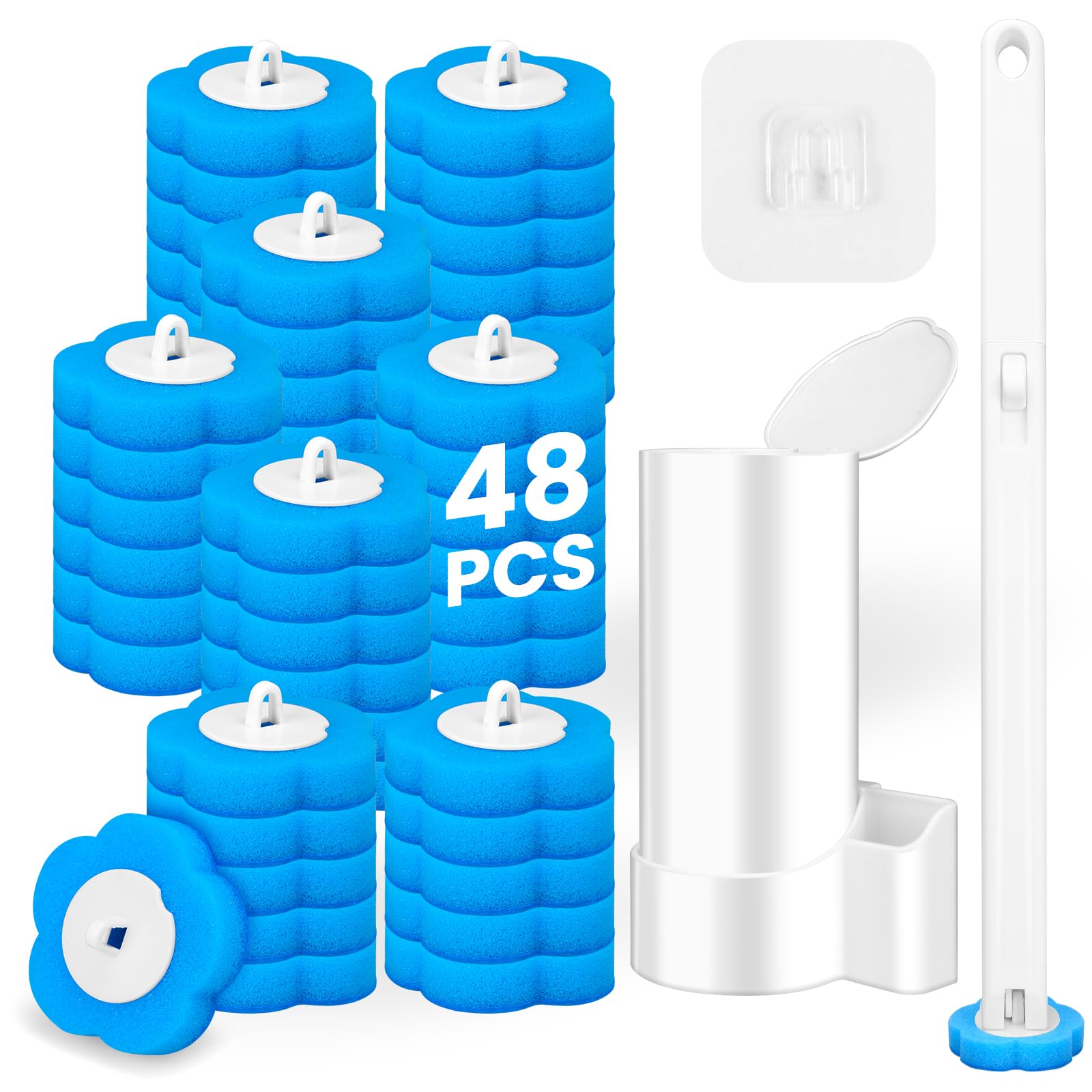 KOKL Disposable Toilet Brush Toilte Wand Kit Toilet Brushes and Holders with 48 Refills Toilet Bowl Brush Toilet