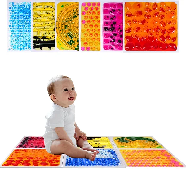 Liquid Sensory Tiles for Kids Sensory Floor Mats Set of 6: Liquid Sensory Floor Tiles Liquid Sensory Floor Mats for Learning Fun and Engaging Liquid Sensory Tiles for Kids Sensory Playtime