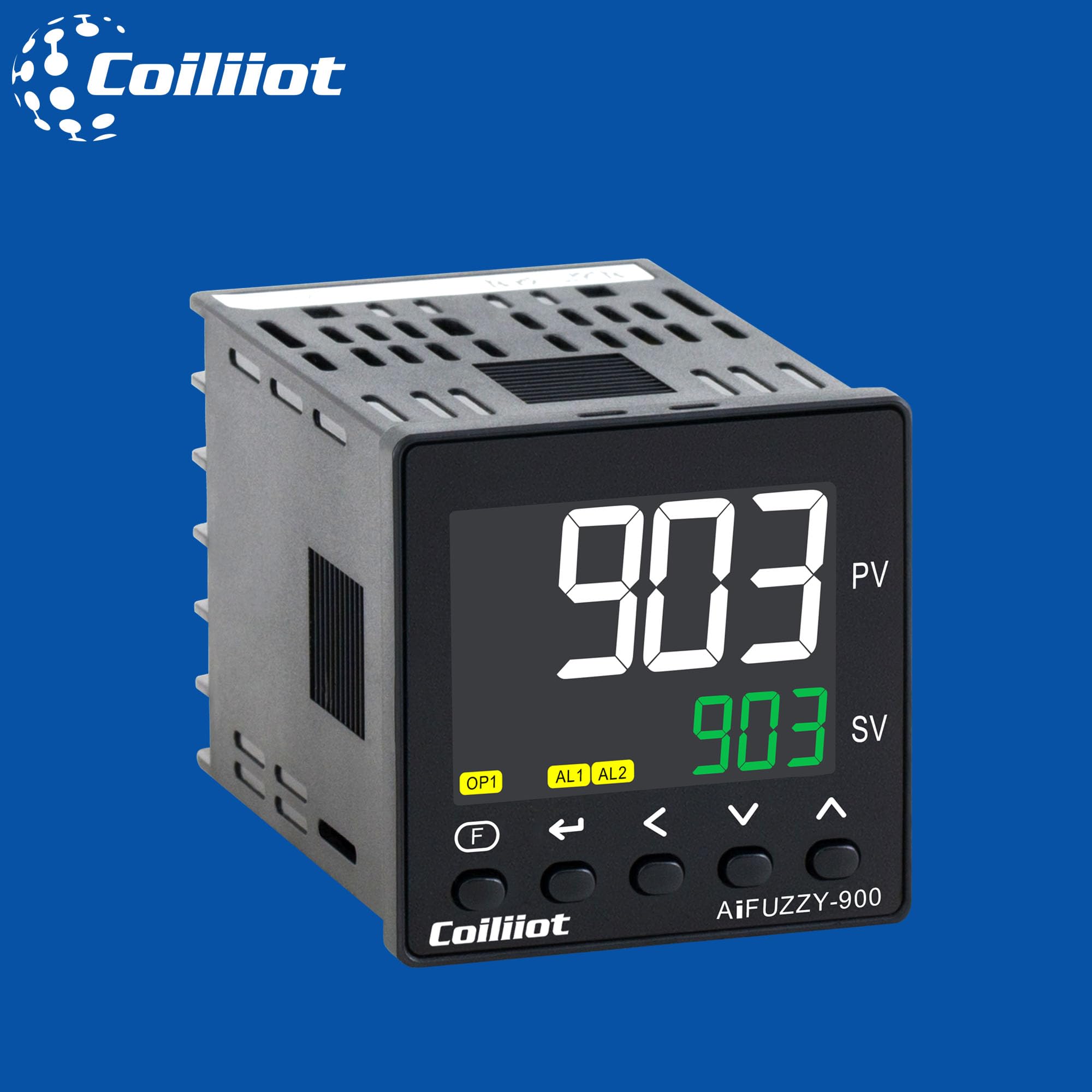 PID Temperature Controller, Coiliiot Voltage AC100-240V, LCD Display, Relay & SSR Outputs, Dual Alarm Output, PID Thermostat with K Thermocouple, Panel Size 48mm*48mm