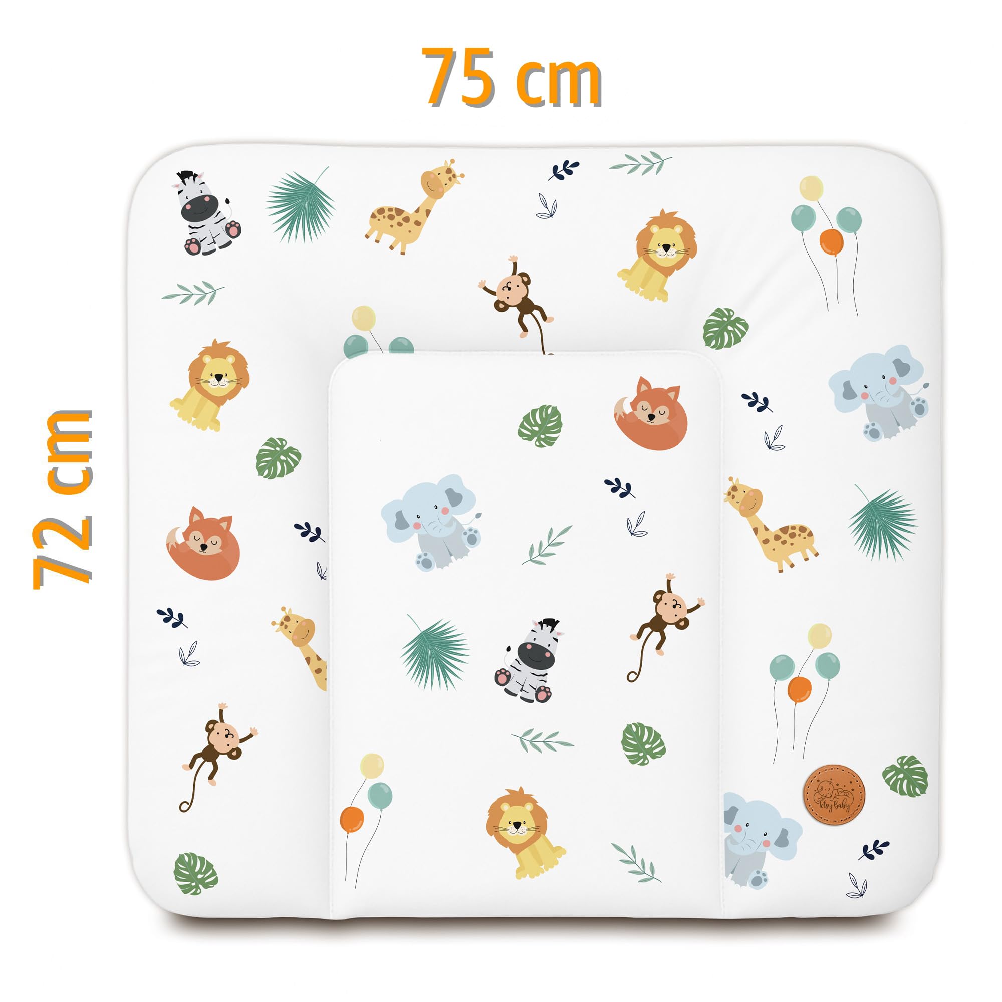 Fasciatoio neonato 75x72 cm - materassino portatile universale lavabile e impermeabile su cassettiera lavatrice e tavolo cuscino da viaggio tappetino materasso Safari