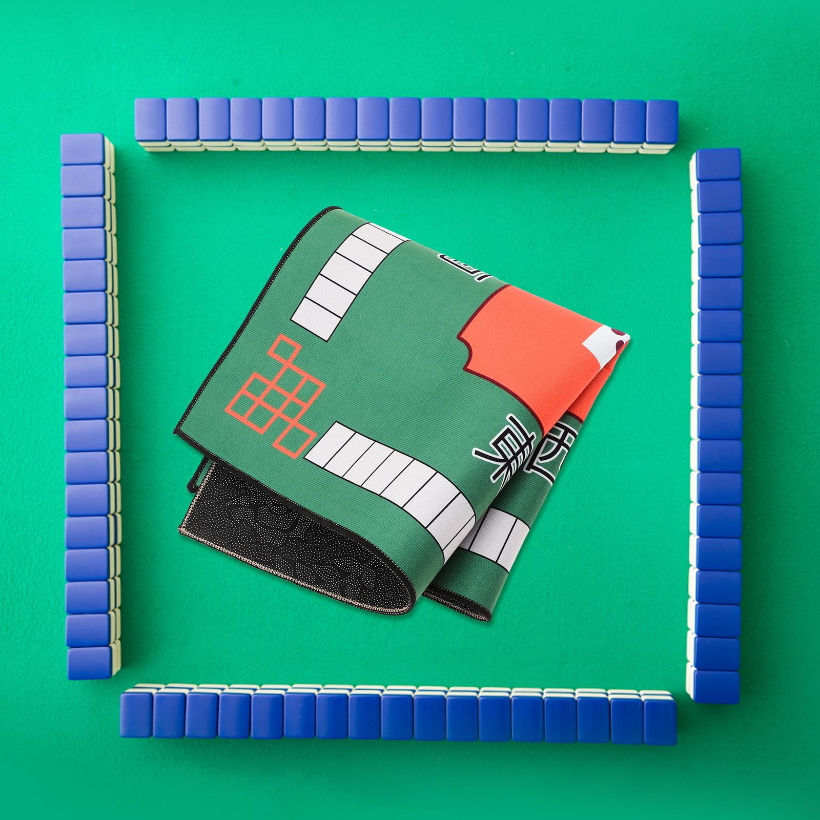 Tapete Cuadrado para Mesa de Dominó y Juegos de Mesa, Antideslizante de Goma Verde, Decorativo y Lavable para Uso en Interiores
