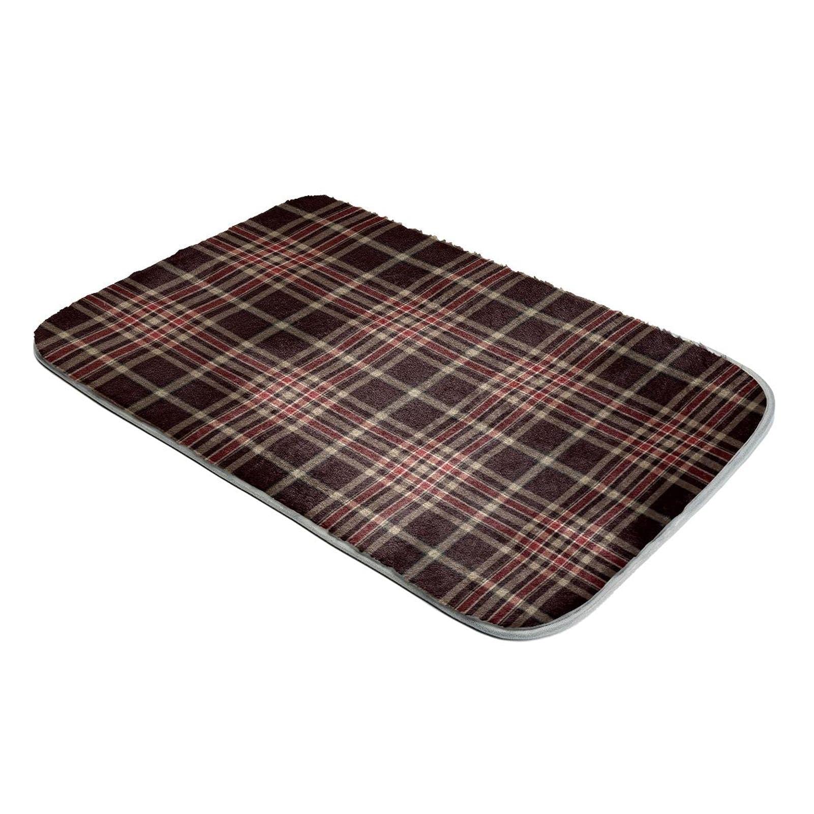Tapis à poils longs anti-froid fausse fourrure à carreaux pour sol glissant