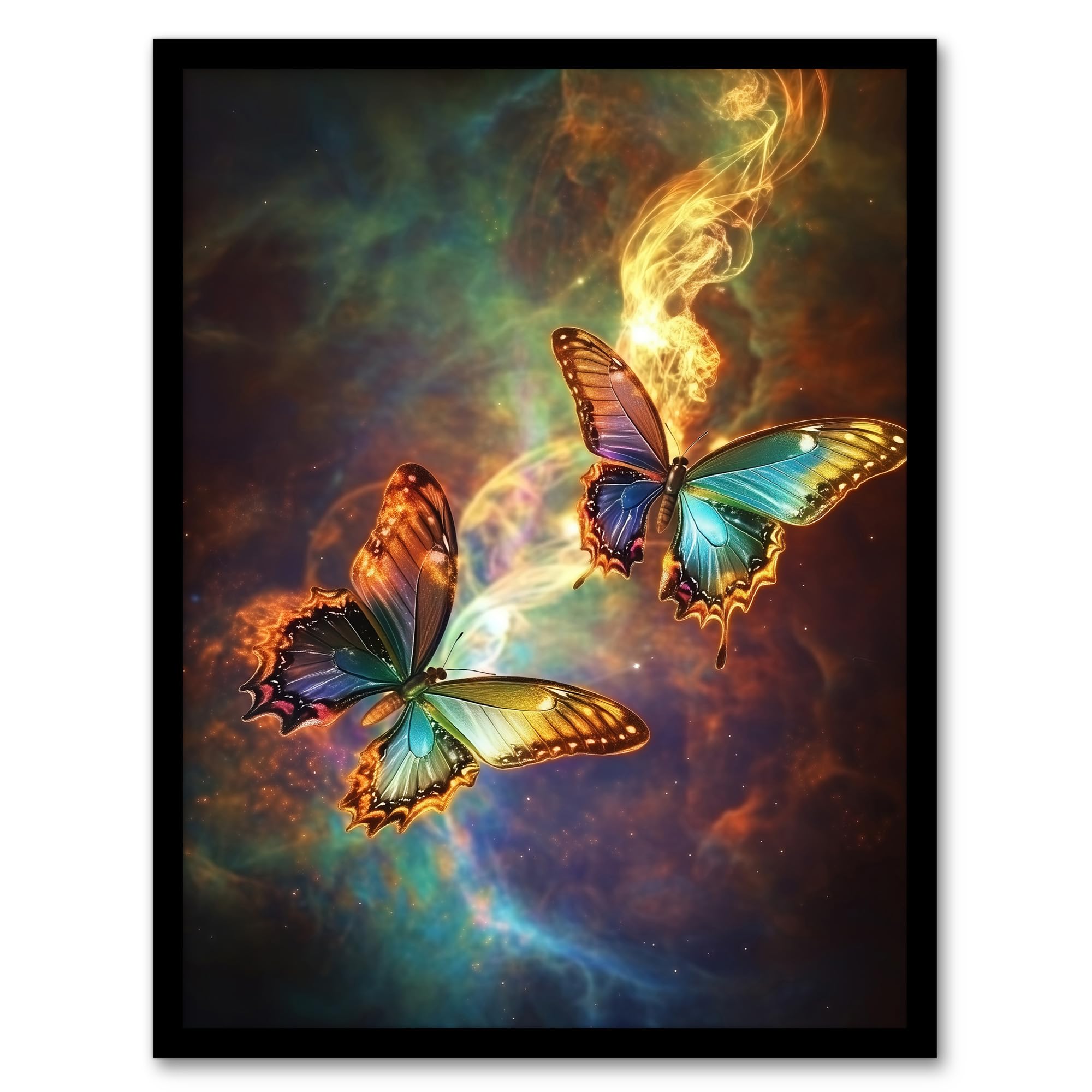 Artery8 - Framed Art Print - Cosmic Butterflies Dance - A4