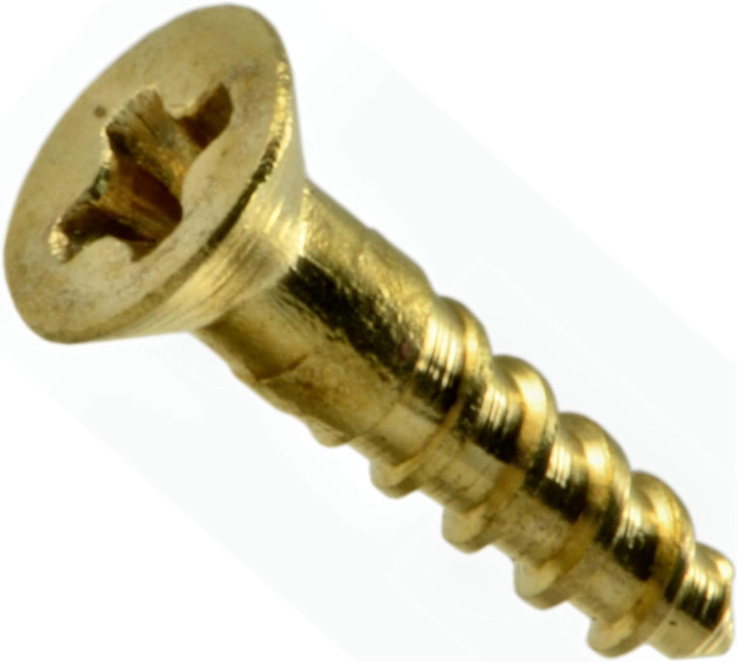 014973125608 Phillips Flat Wood Screws, 2 x 3/8, Piece-100,Brass