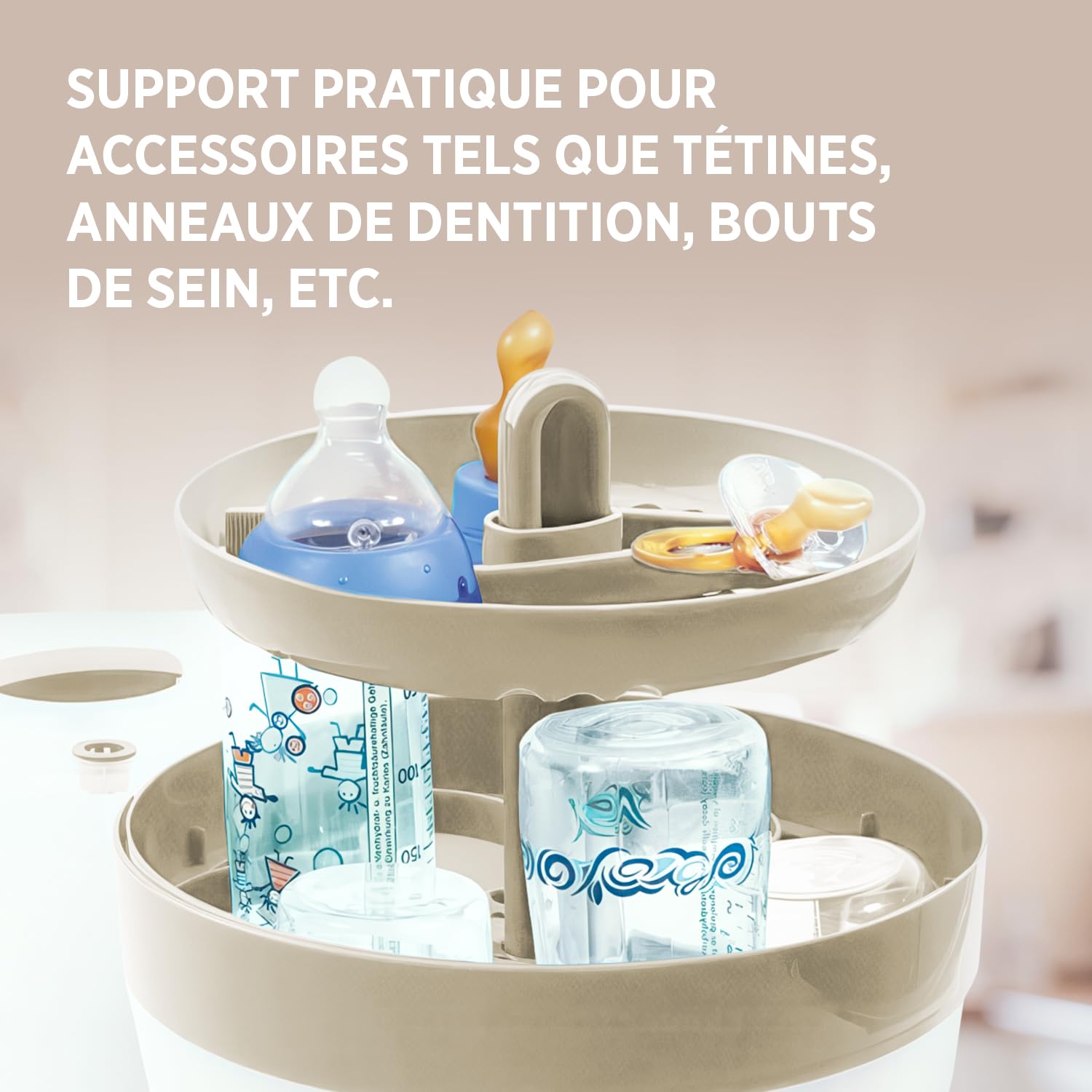 Olympia Stérilisateur de Bibérons à Vapeur Électrique Blanc, Beige