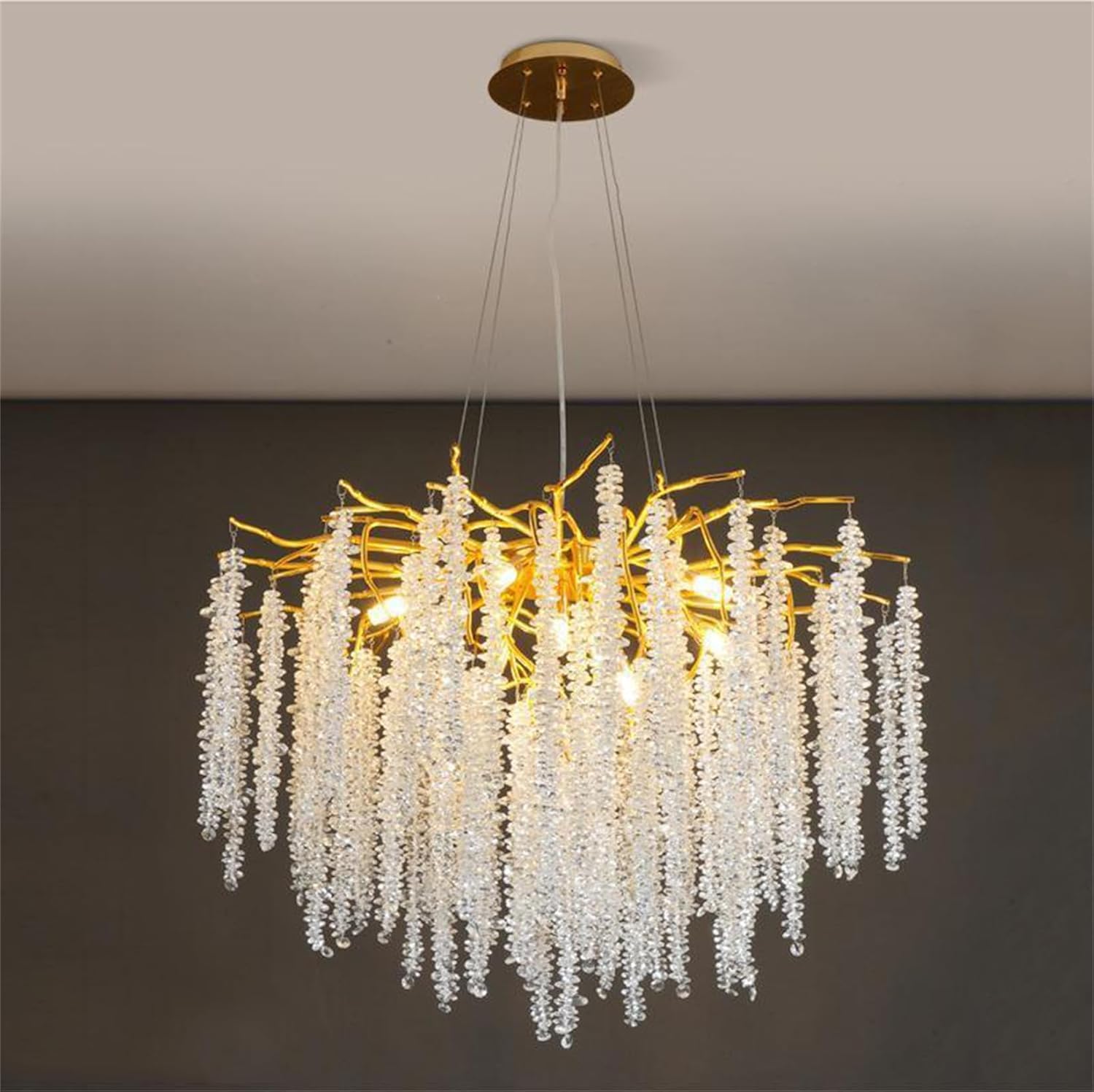 Lustre en cristal de luxe doré de 80cm pour illuminer votre grand salon