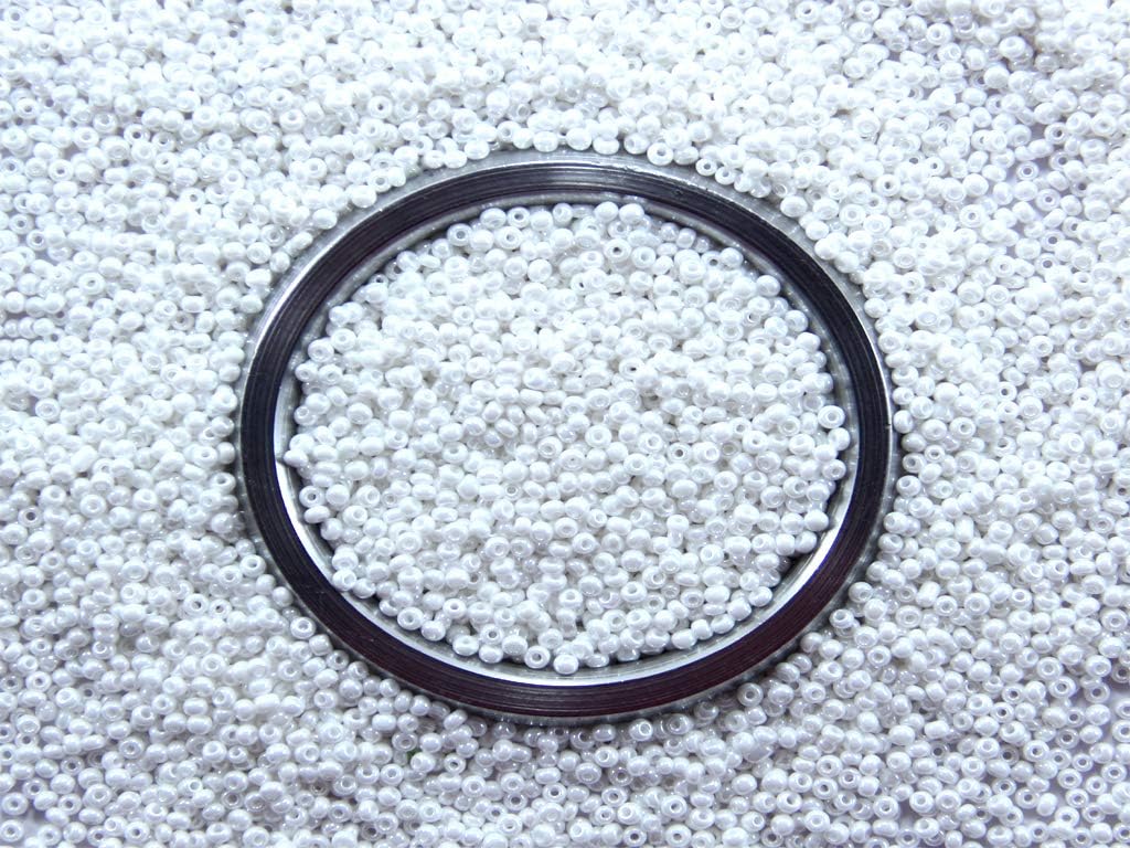 The Design Cart Light Emerald Green Opaque Preciosa Round Seed Beads (11/0-2.0 mm) (500 Grams) - for Embroidery, Beading, Jewellery Making, Art and Craft