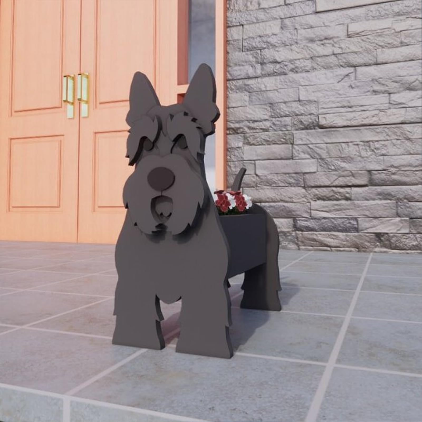 Maceta para decoración de jardín para mascotas, color gris, Escocia, con forma de animal, bonsái, maceta de almacenamiento de plantas, adecuada para chalet, plantas de interior y exterior