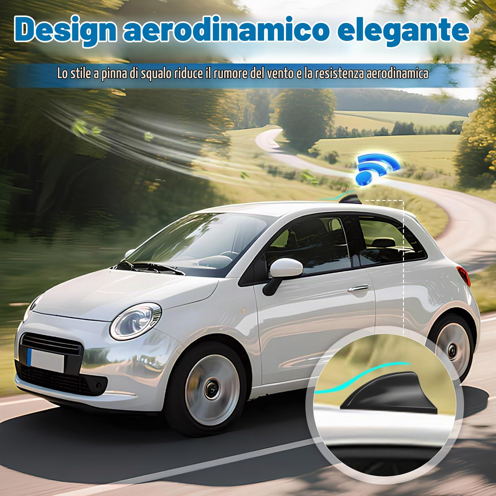 Bingfu Antenna Auto Pinna di Squalo Autoradio FM AM & GPS Beidou GNSS | 8dB LNA, Tensione Larga 9-16V, Impermeabile IP65, Compatibile con Sistemi Stereo e Navigazione Camion Camper Furgoni, Nero