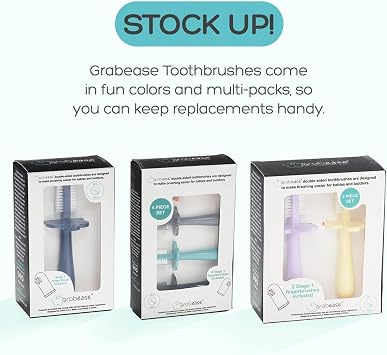 grabease Double-Sided Finger Toothbrush - Promotes Independent Brushing & Toddler Toothbrush - Recyclable Silicone Baby Brush - Finger Brush for Gum Massage - 12 Months & Up, Blush, Pack of 1