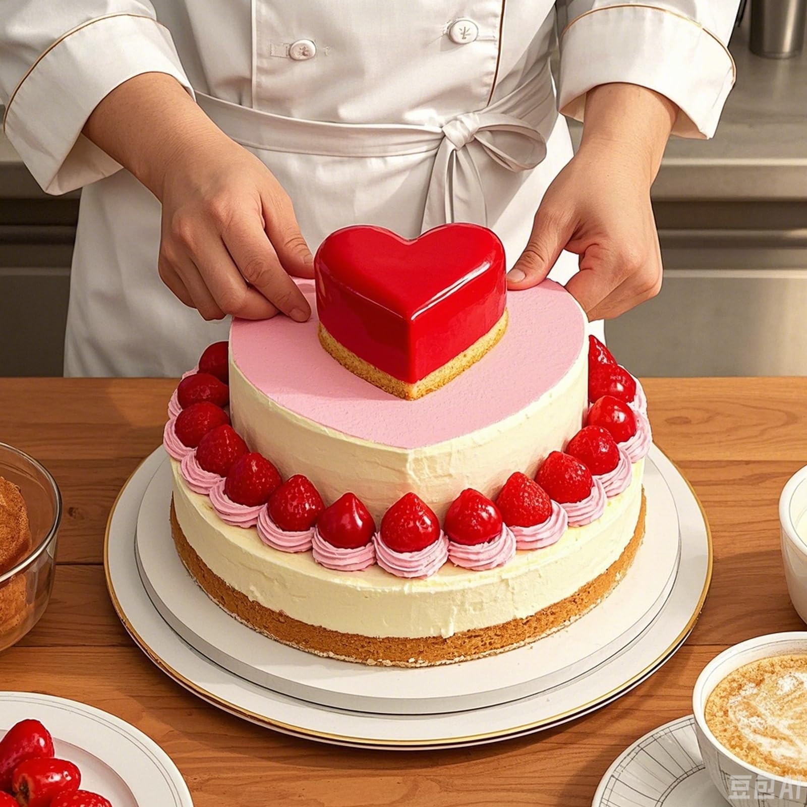 3 moldes de silicona antiadherentes con forma de corazón para tartas, moldes de silicona con 3 capas para hornear pasteles de chocolate, cumpleaños, bodas, fiestas, 4, 7, 9 pulgadas