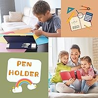 Vista 2 de Clabby 4 piezas de soporte para bolígrafos ajustable con banda elástica de piel sintética para cuadernos, funda para bolígrafos para diarios de tapa